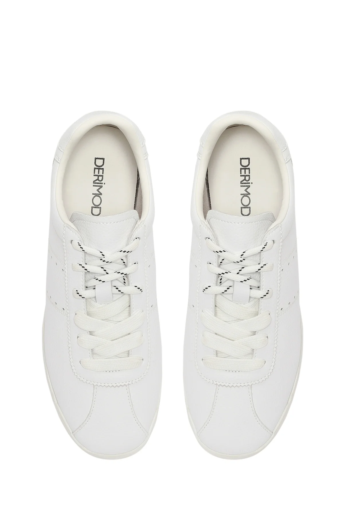 Kadın Beyaz Bağcıklı Deri Sneaker - Image 5