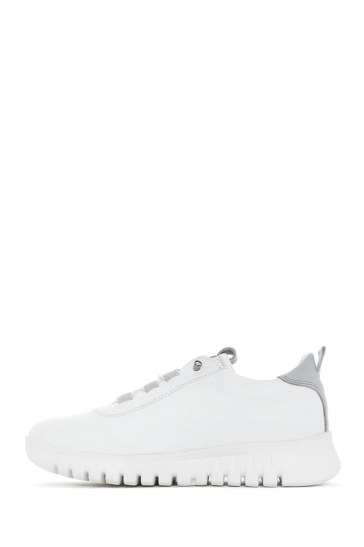 Kadın Beyaz Bağcıklı Deri Sneaker - Image 3