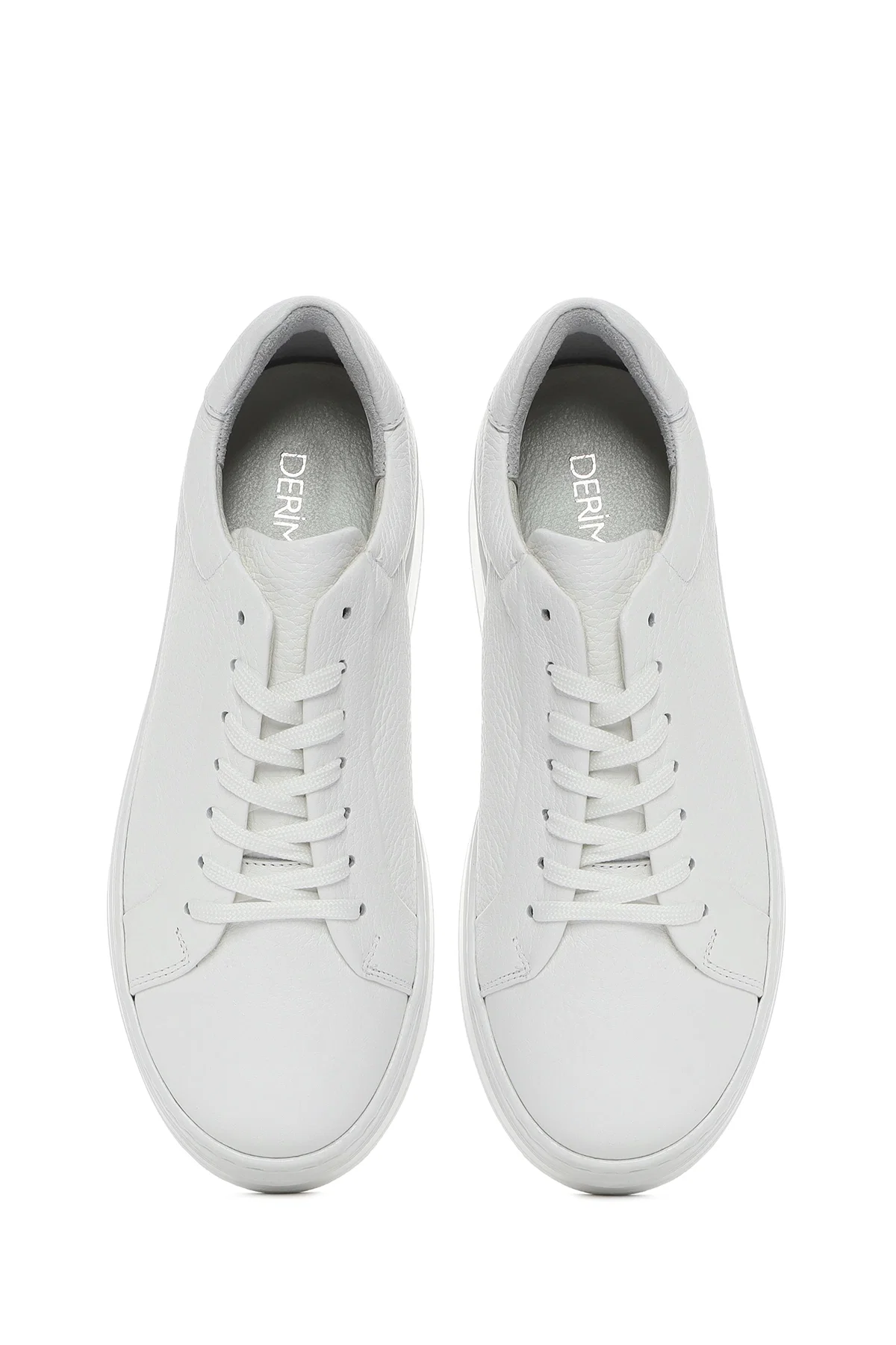 Kadın Beyaz Bağcıklı Kalın Tabanlı Deri Sneaker - Image 7