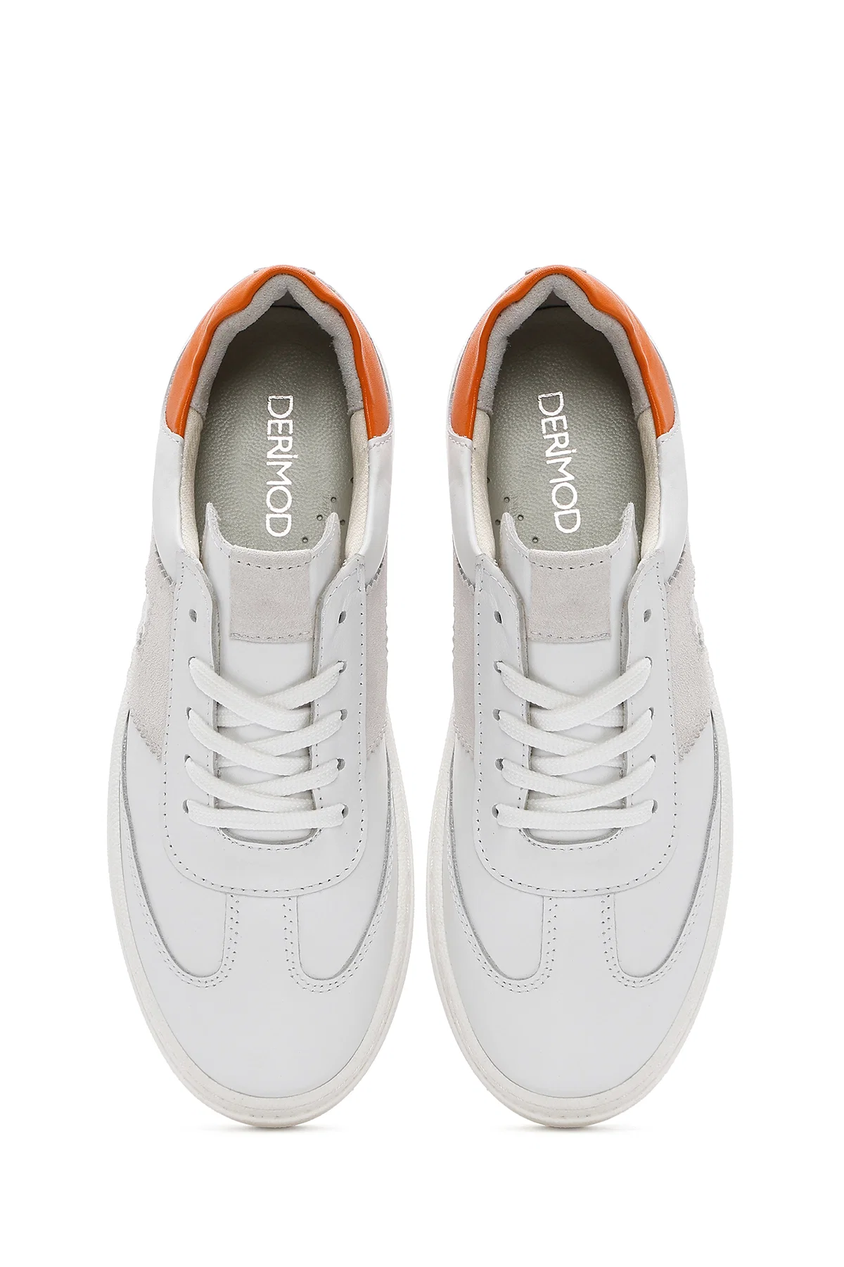 Kadın Beyaz Bağcıklı Kalın Tabanlı Deri Sneaker - Image 8