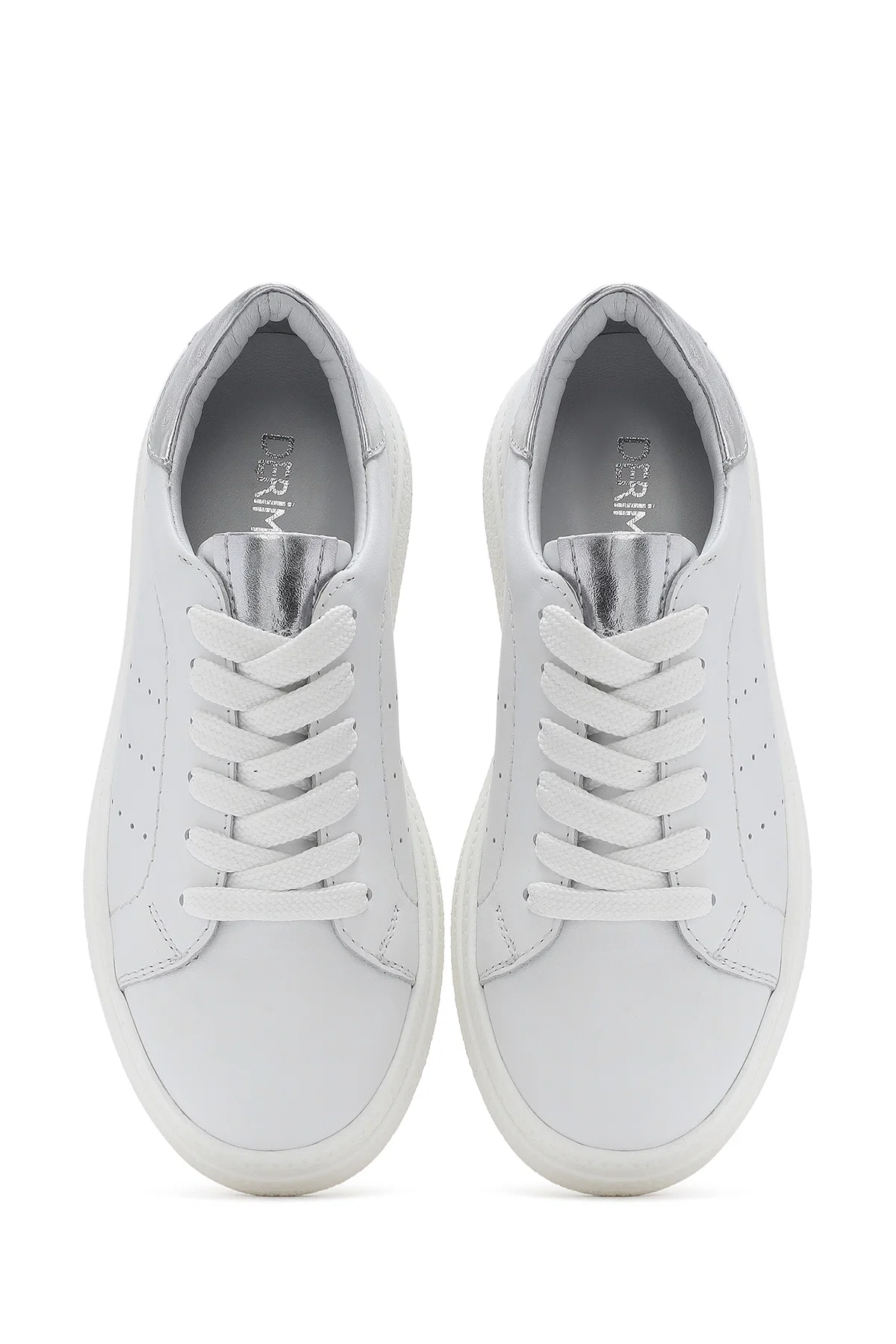 Kadın Beyaz Bağcıklı Kalın Tabanlı Deri Sneaker - Image 7