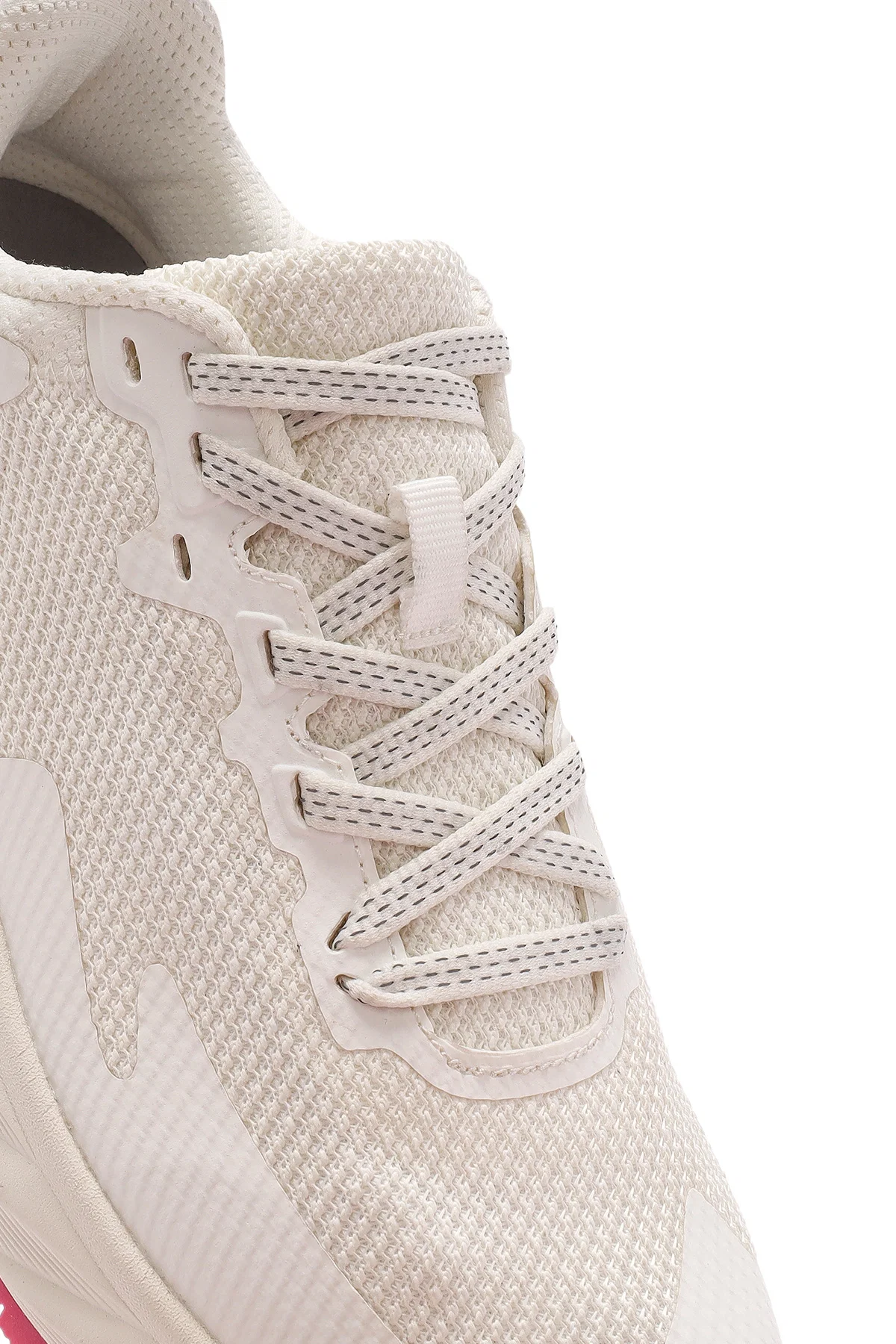 Kadın Beyaz Bağcıklı Kalın Tabanlı Kumaş Sneaker - Image 8