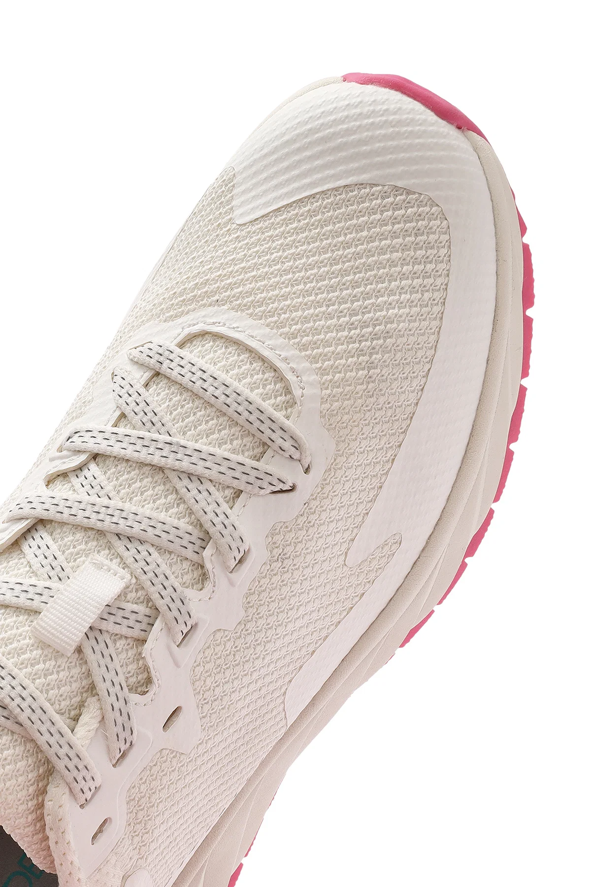 Kadın Beyaz Bağcıklı Kalın Tabanlı Kumaş Sneaker - Image 9