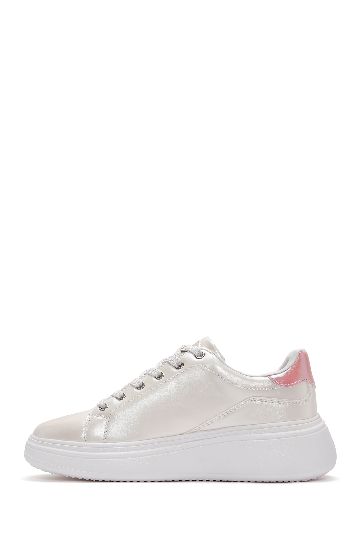 Kadın Beyaz Bağcıklı Kalın Tabanlı Sneaker - Image 2