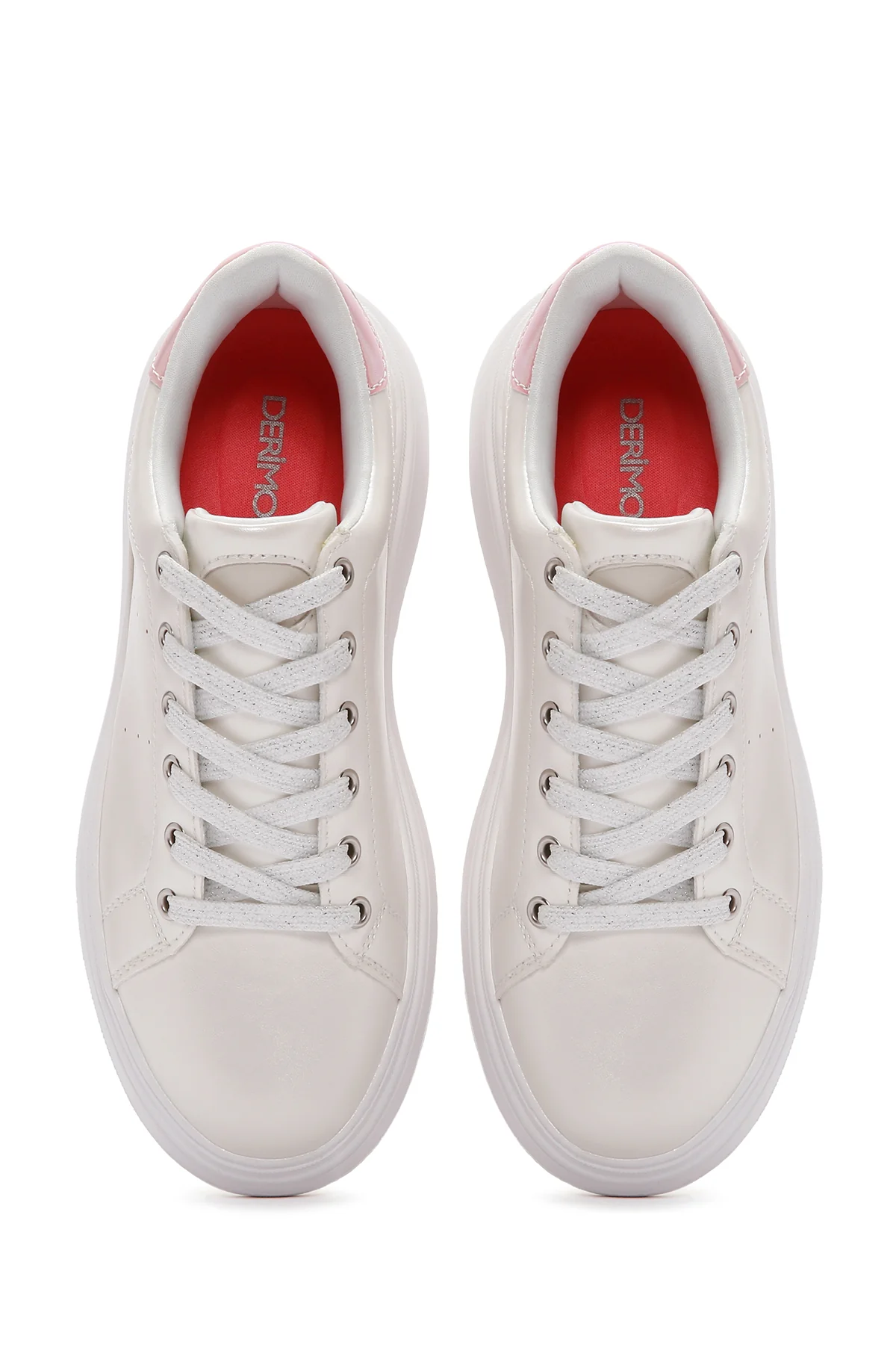 Kadın Beyaz Bağcıklı Kalın Tabanlı Sneaker - Image 6