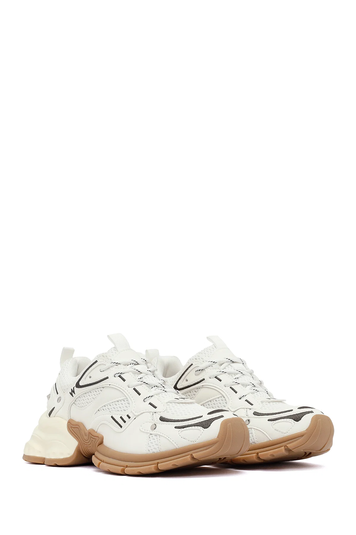 Kadın Beyaz Bağcıklı Kalın Tabanlı Sneaker - Image 3