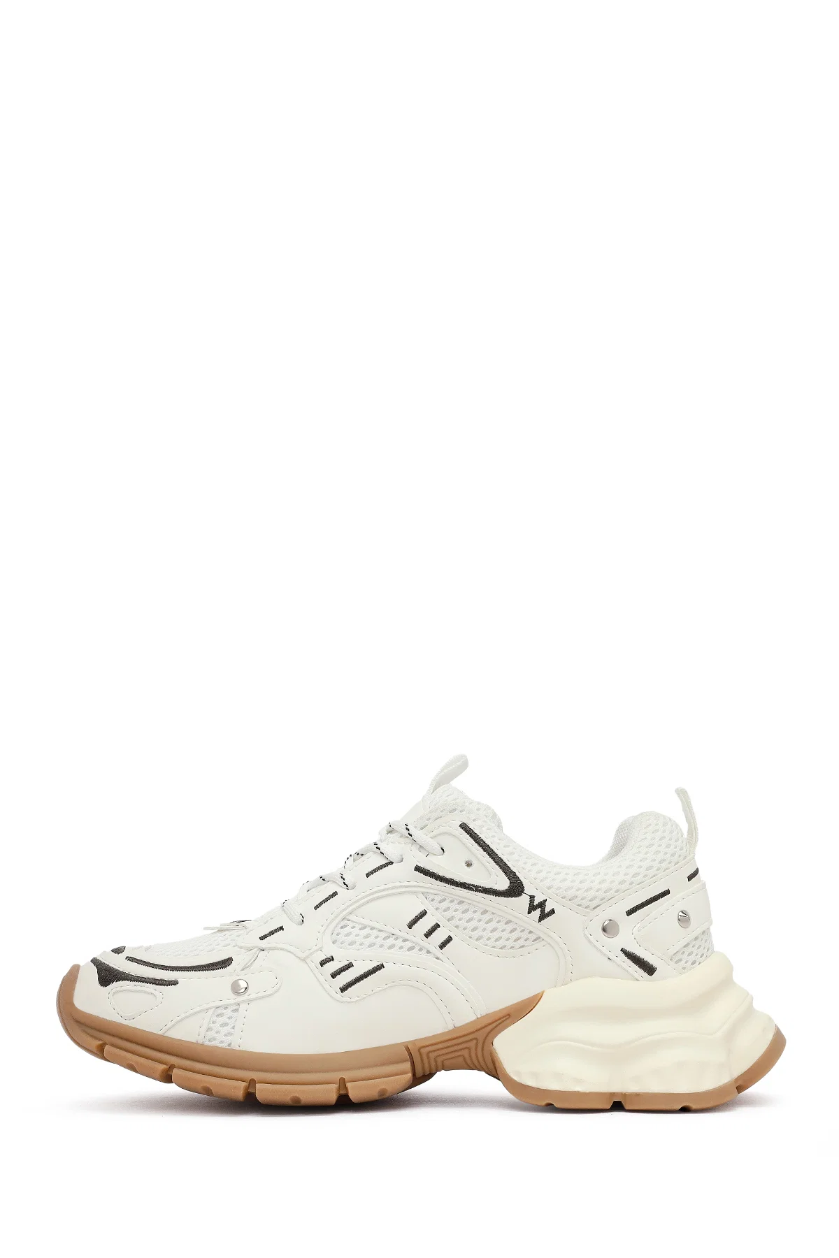 Kadın Beyaz Bağcıklı Kalın Tabanlı Sneaker - Image 4