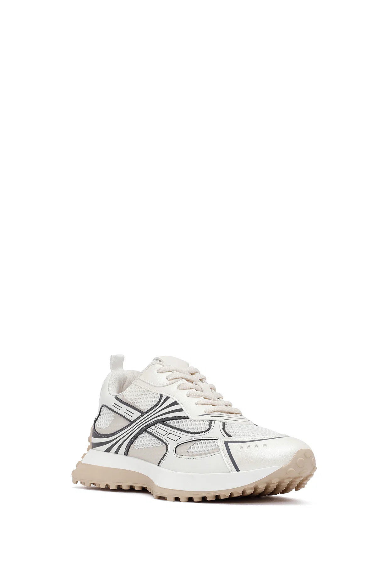 Kadın Beyaz Bağcıklı Kalın Tabanlı Sneaker - Image 6