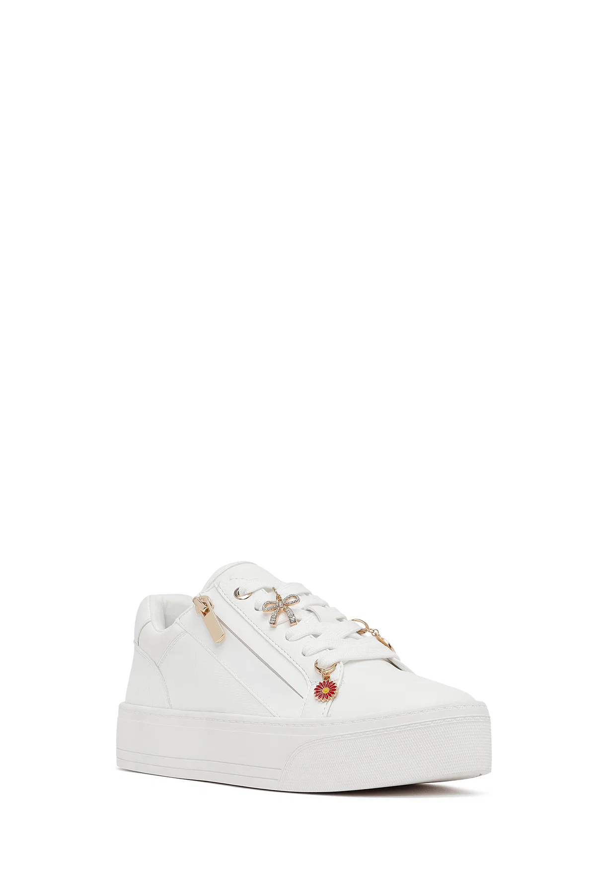 Kadın Beyaz Bağcıklı Kalın Tabanlı Sneaker - Image 7