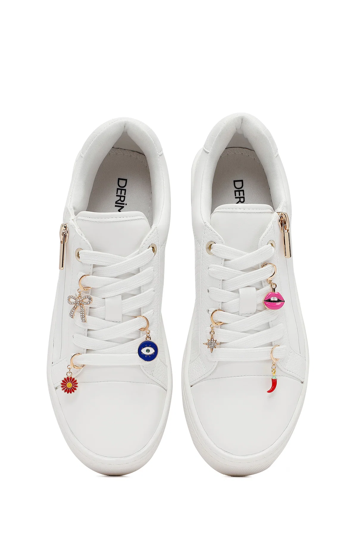 Kadın Beyaz Bağcıklı Kalın Tabanlı Sneaker - Image 8