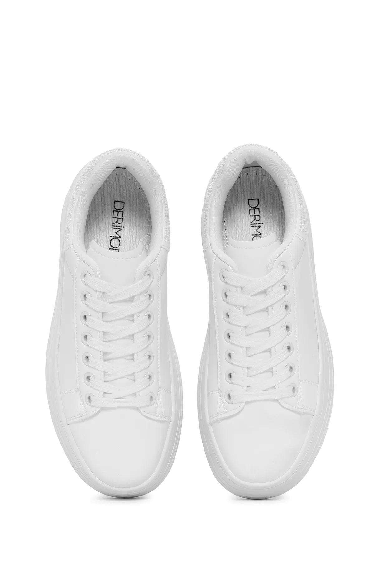 Kadın Beyaz Bağcıklı Kalın Tabanlı Sneaker - Image 6