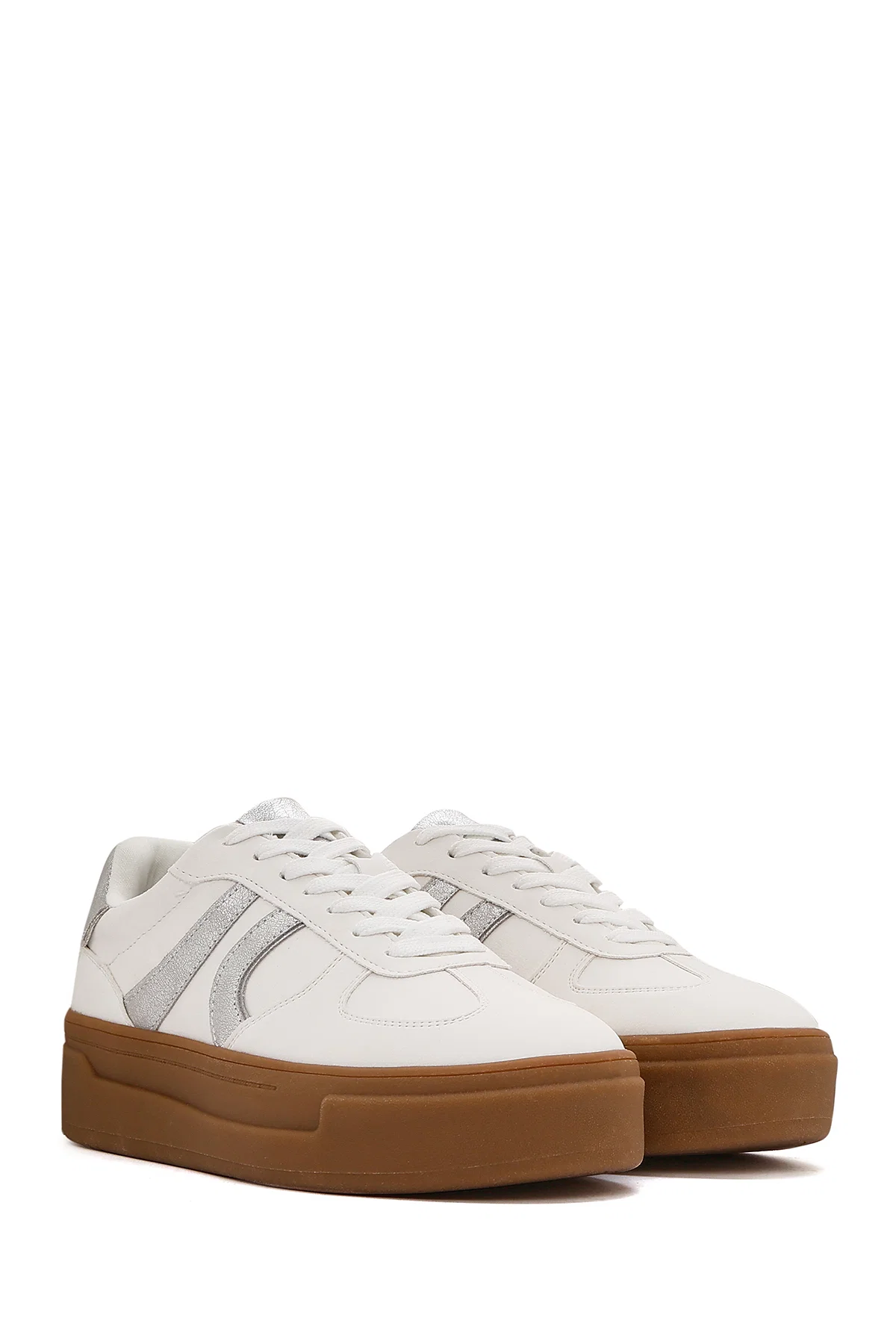 Kadın Beyaz Bağcıklı Kalın Tabanlı Sneaker - Image 3