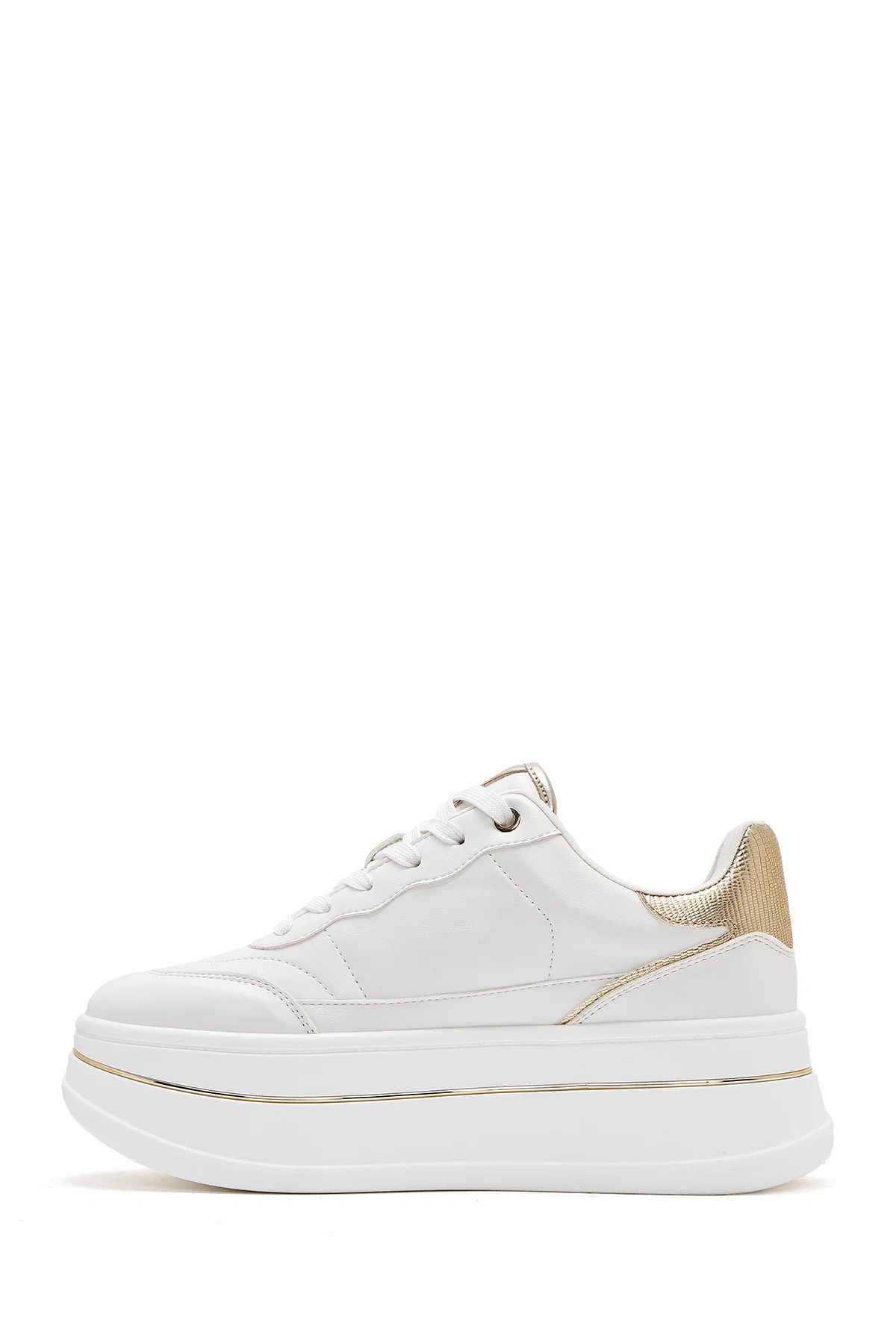 Kadın Beyaz Bağcıklı Kalın Tabanlı Sneaker - Image 2