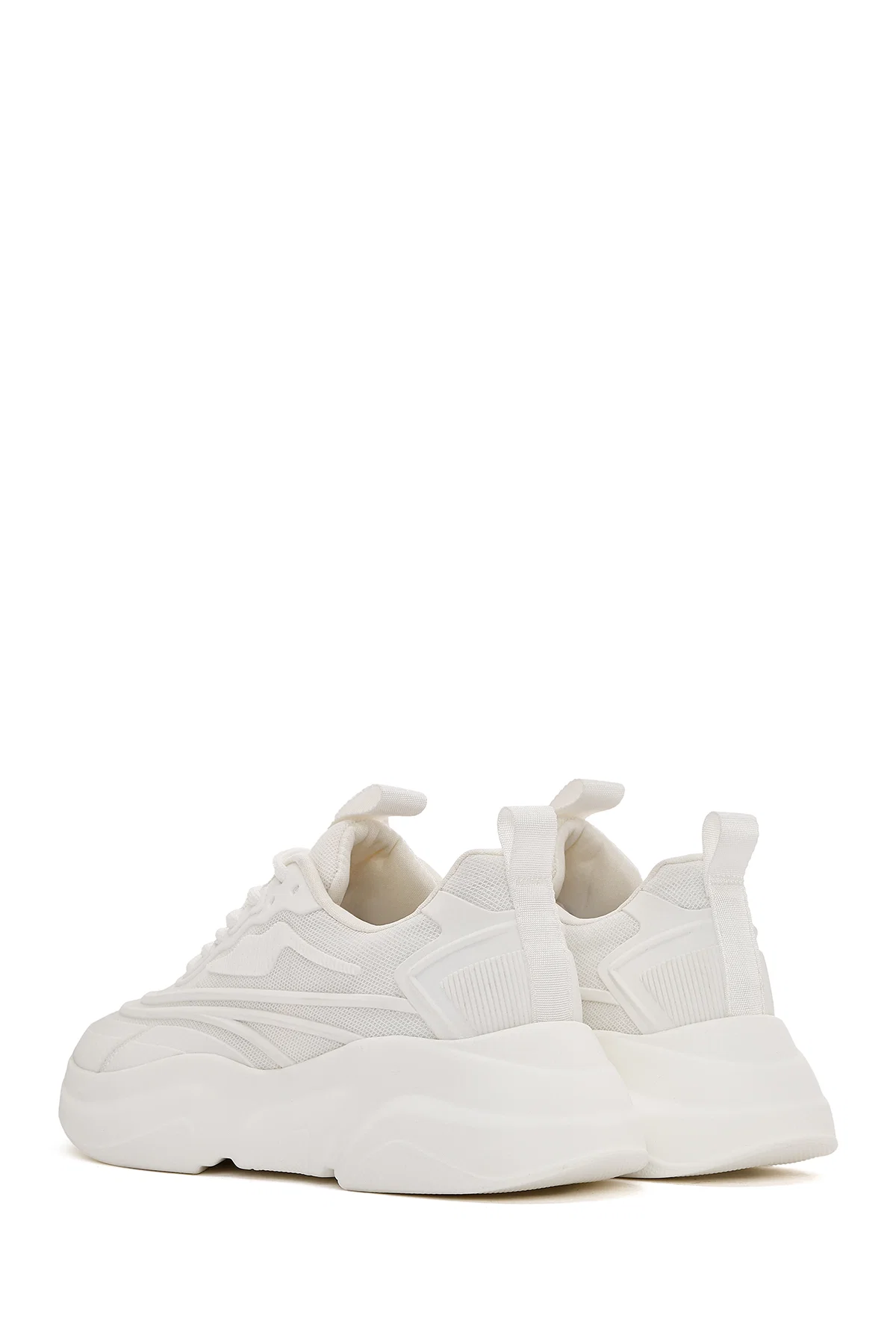 Kadın Beyaz Bağcıklı Kalın Tabanlı Sneaker - Image 5