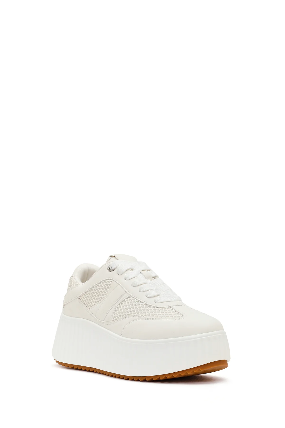 Kadın Beyaz Bağcıklı Kalın Tabanlı Sneaker - Image 7