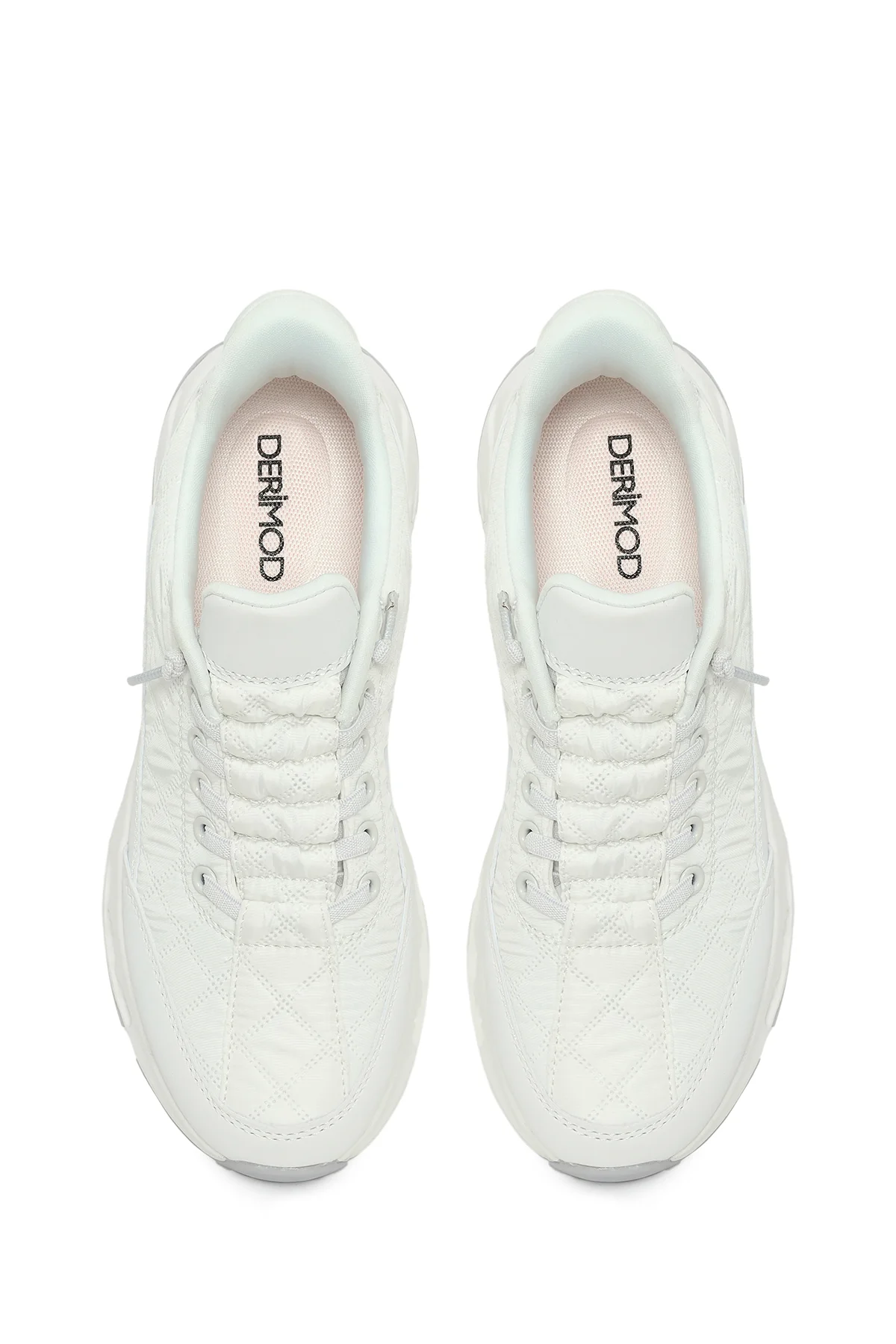 Kadın Beyaz Bağcıklı Kalın Tabanlı Sneaker - Image 4