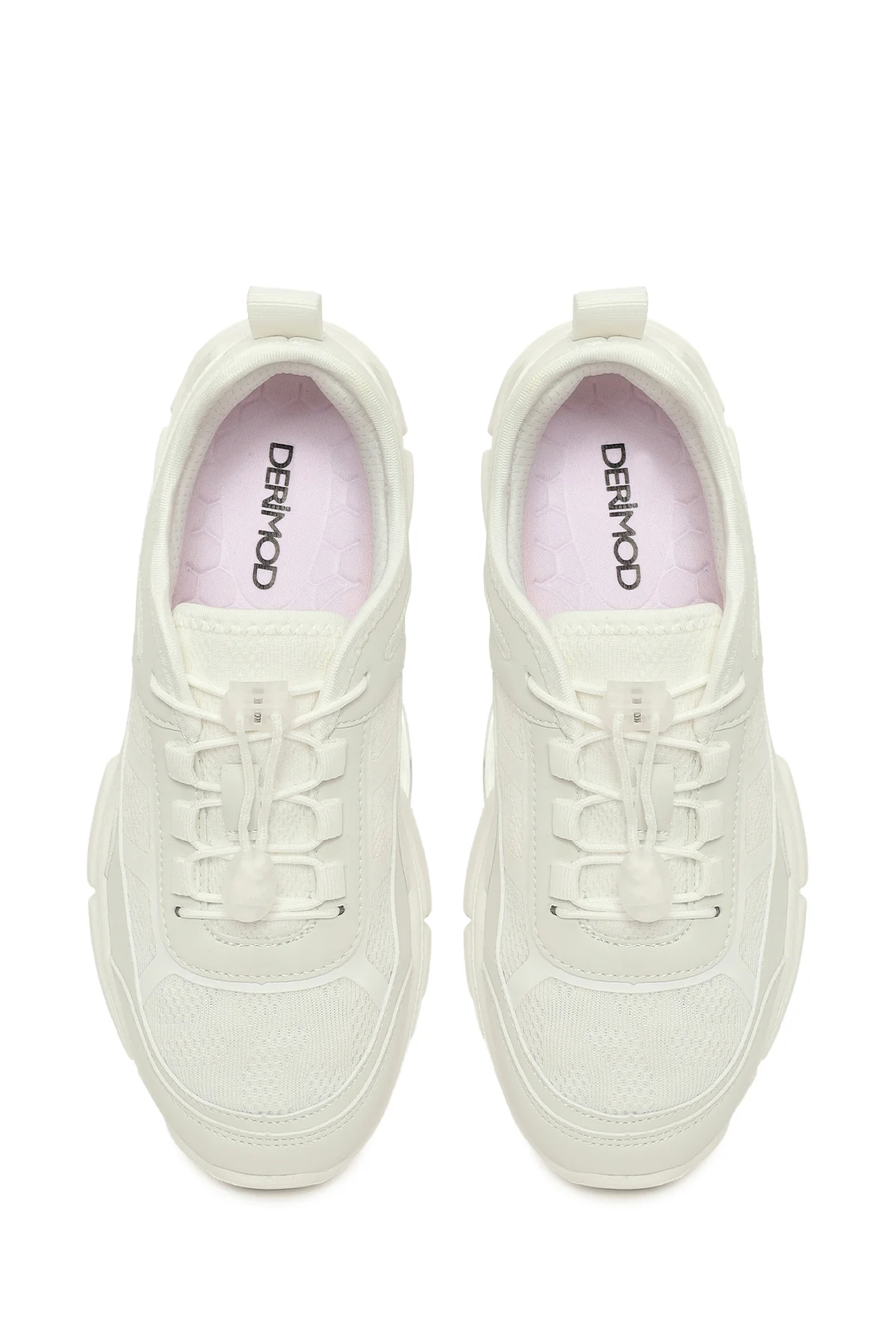 Kadın Beyaz Bağcıklı Kalın Tabanlı Sneaker - Image 4