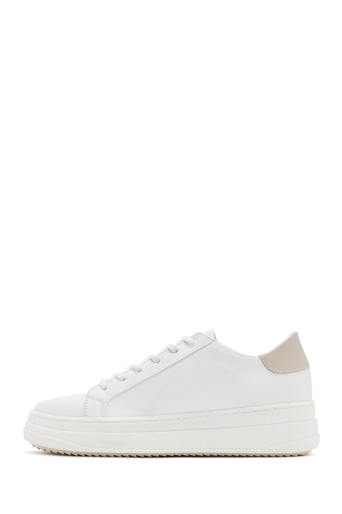 Kadın Beyaz Bağcıklı Kalın Topuklu Sneaker - Image 2