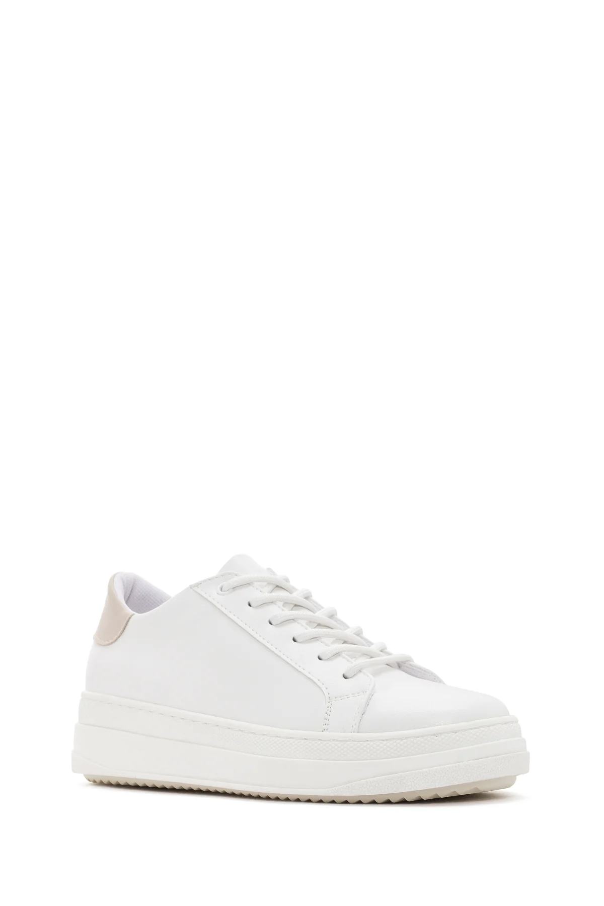 Kadın Beyaz Bağcıklı Kalın Topuklu Sneaker - Image 6
