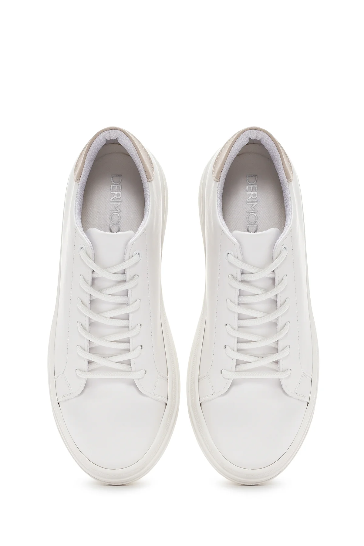 Kadın Beyaz Bağcıklı Kalın Topuklu Sneaker - Image 7