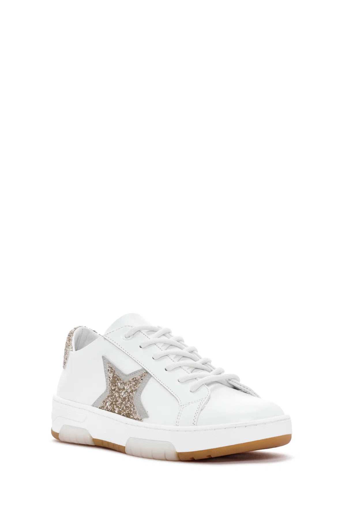 Kadın Beyaz Bağcıklı Taşlı Deri Sneaker - Image 7