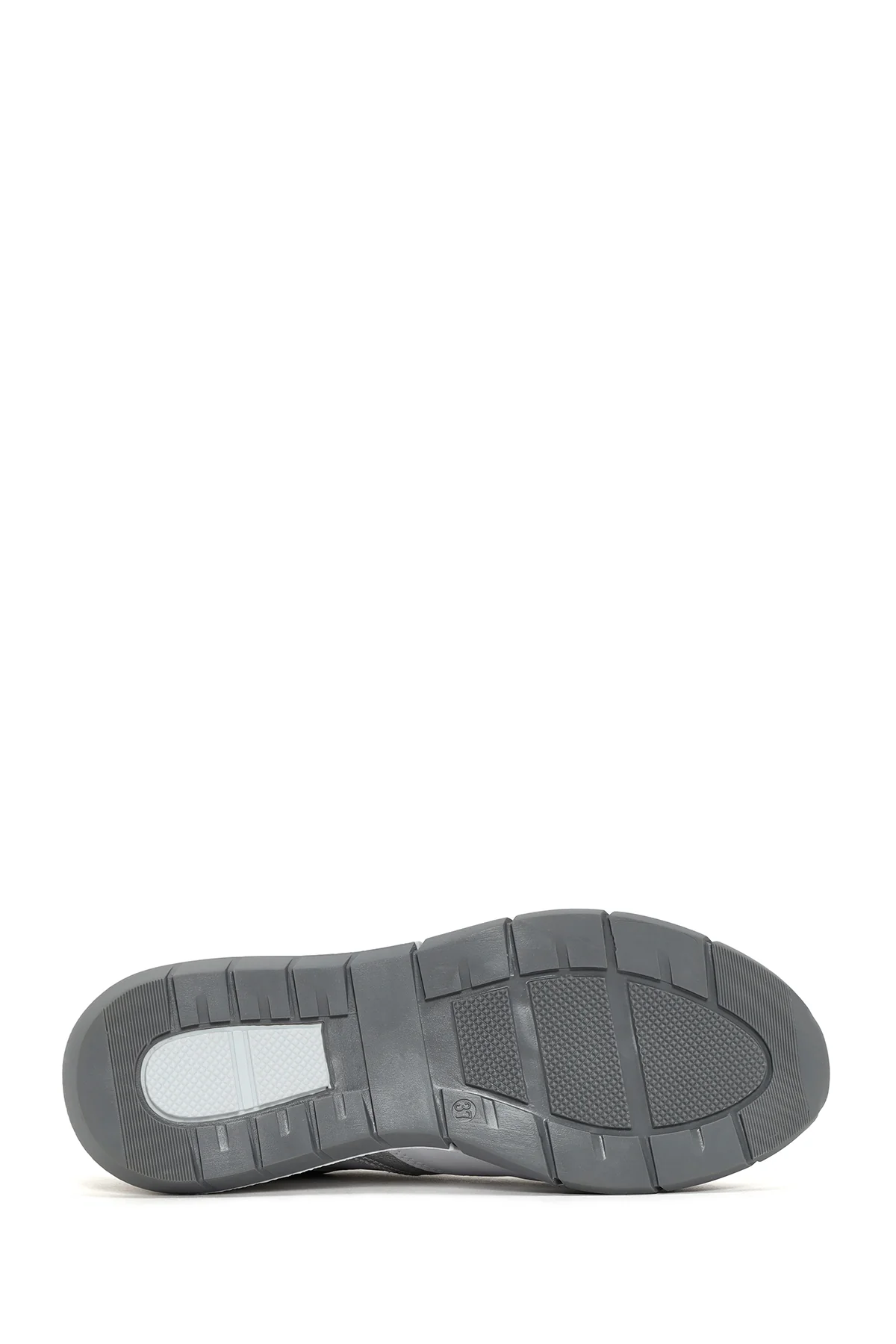 Kadın Beyaz Bağcıklı Yandan Fermuarlı Deri Sneaker - Image 4