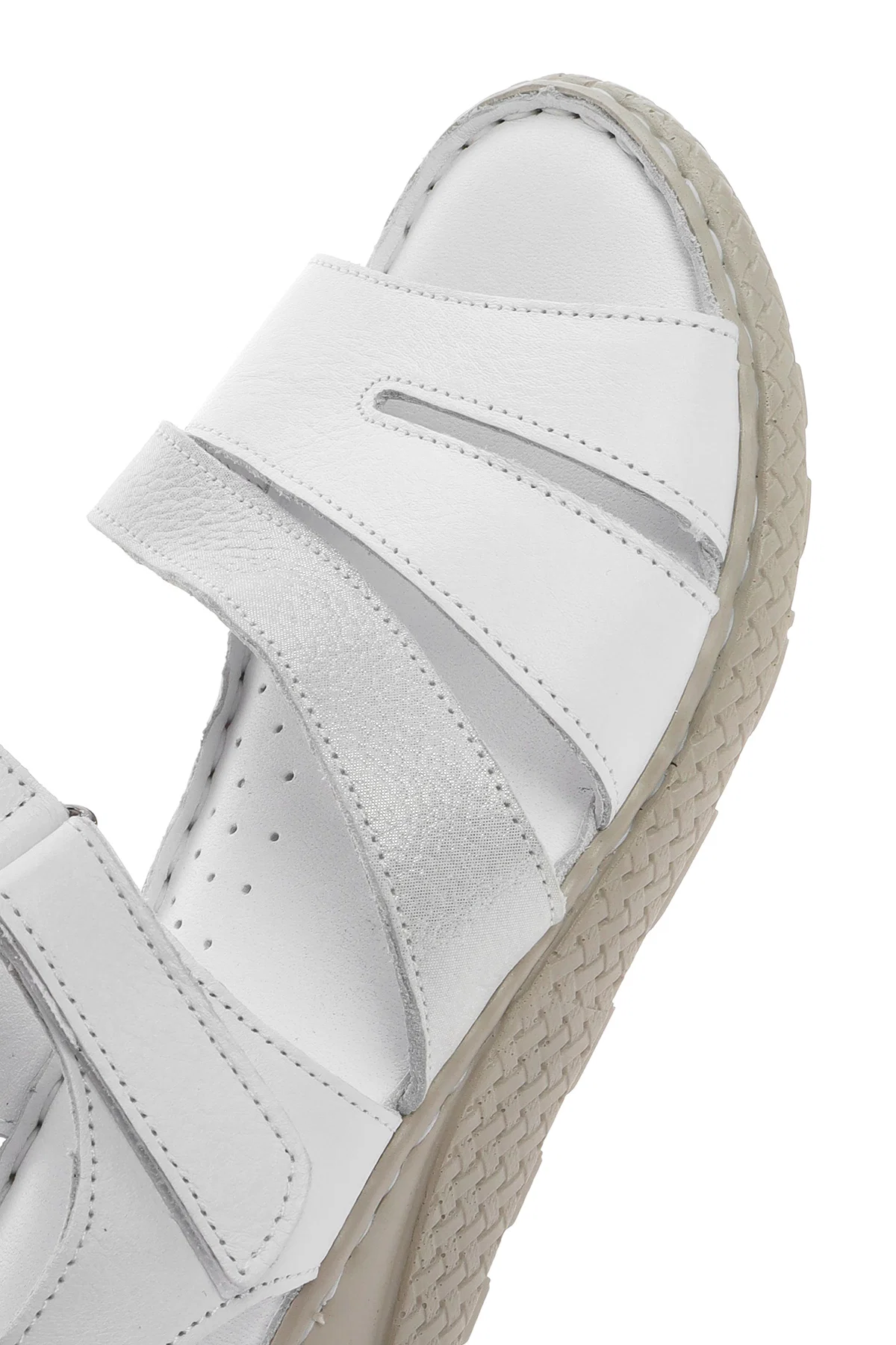 Kadın Beyaz Bantlı Deri Comfort Sandalet - Image 10