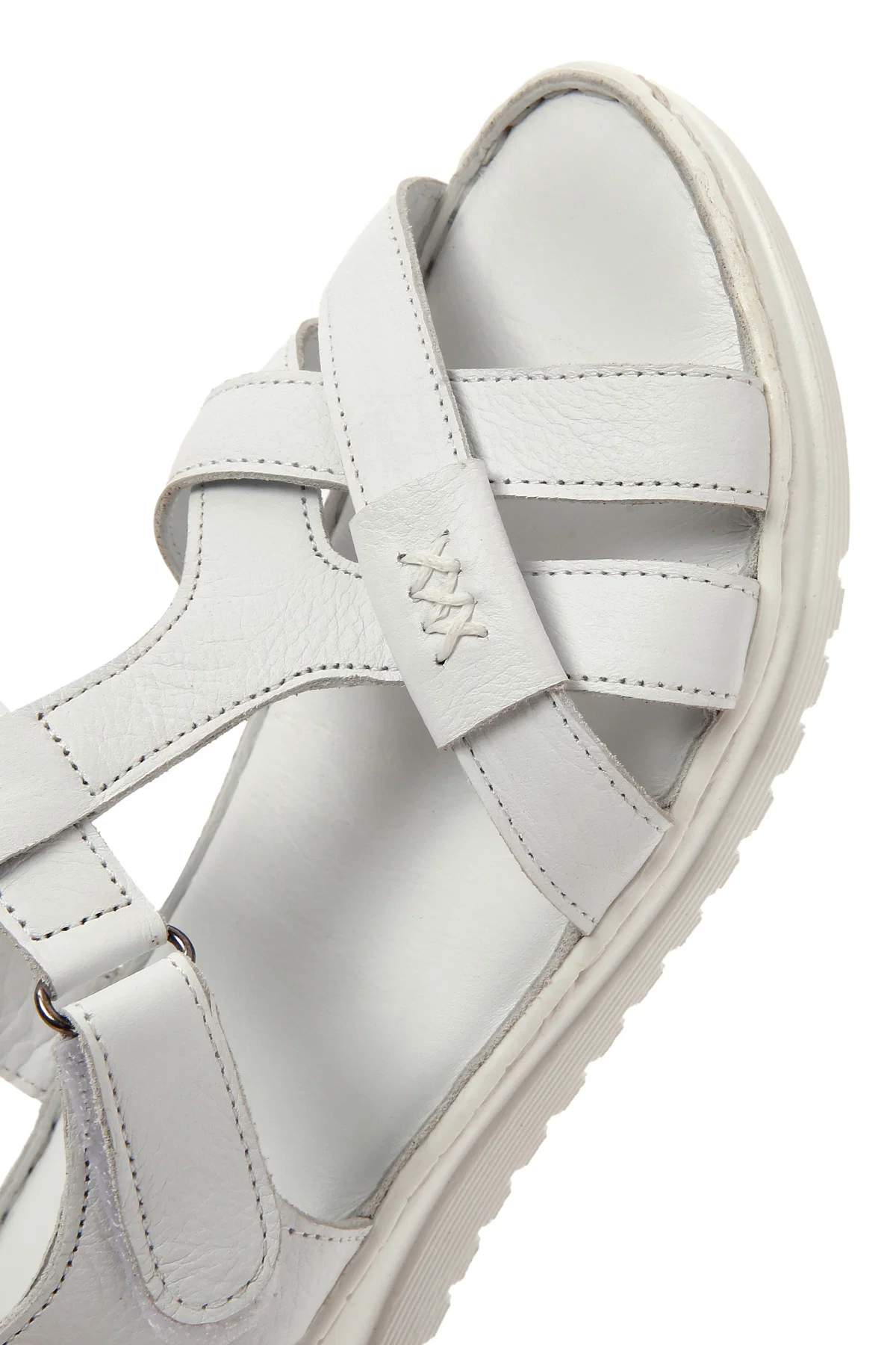 Kadın Beyaz Bantlı Deri Comfort Sandalet - Image 10
