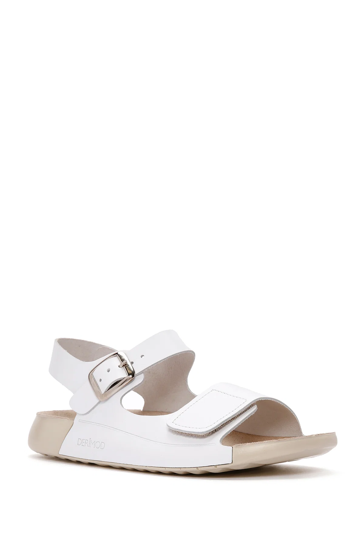 Kadın Beyaz Bilekten Bağlamalı Deri Comfort Sandalet - Image 6