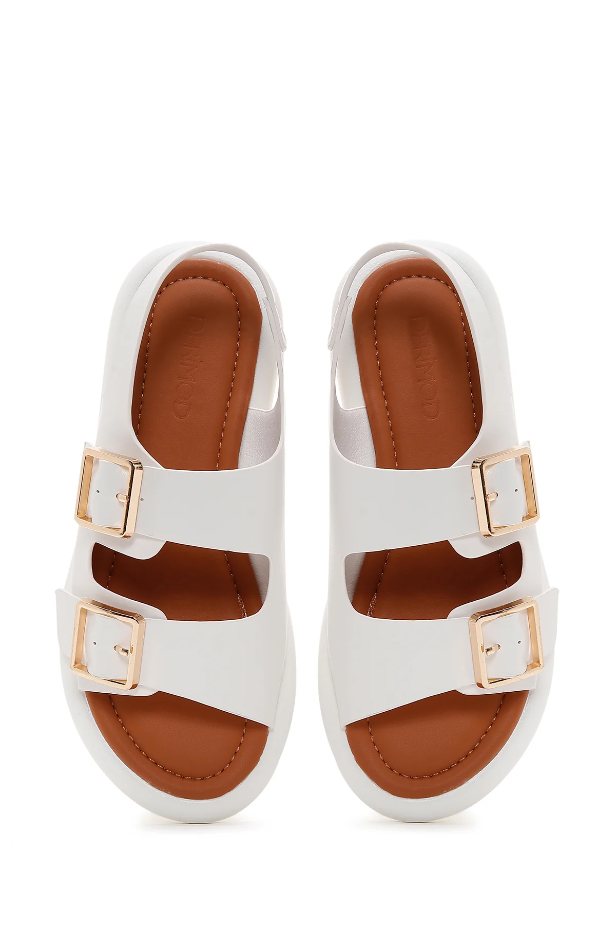 Kadın Beyaz Çift Tokalı Comfort Sandalet - Image 7