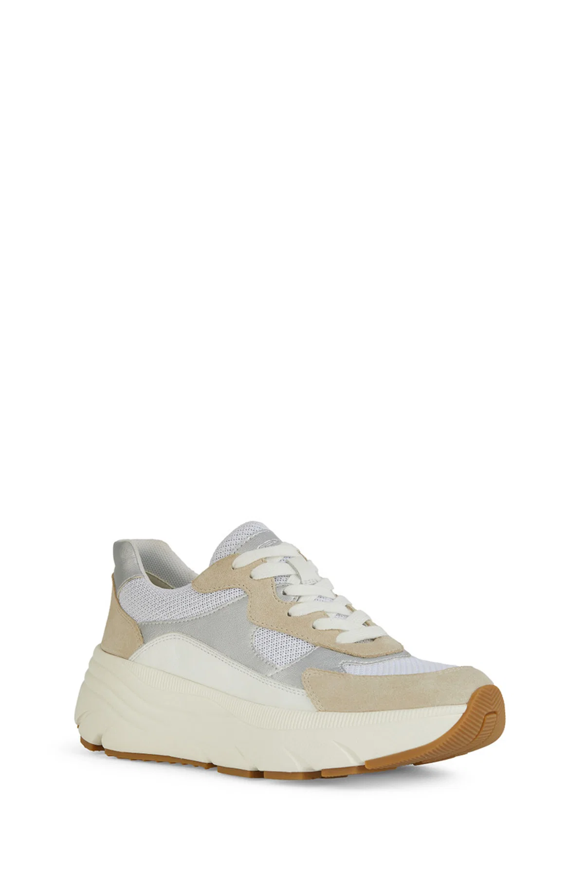 Geox Kadın Beyaz Bağcıklı Kalın Tabanlı Deri Sneaker - Image 2