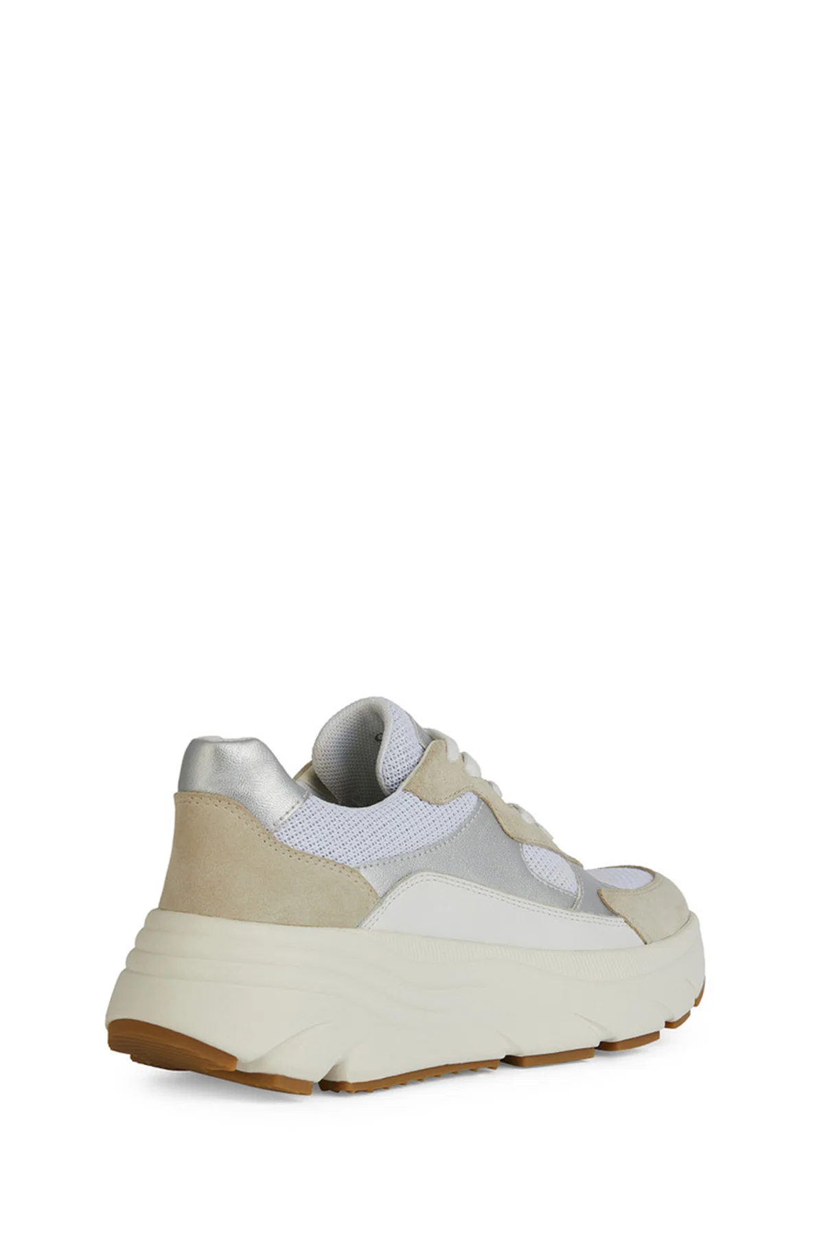 Geox Kadın Beyaz Bağcıklı Kalın Tabanlı Deri Sneaker - Image 4