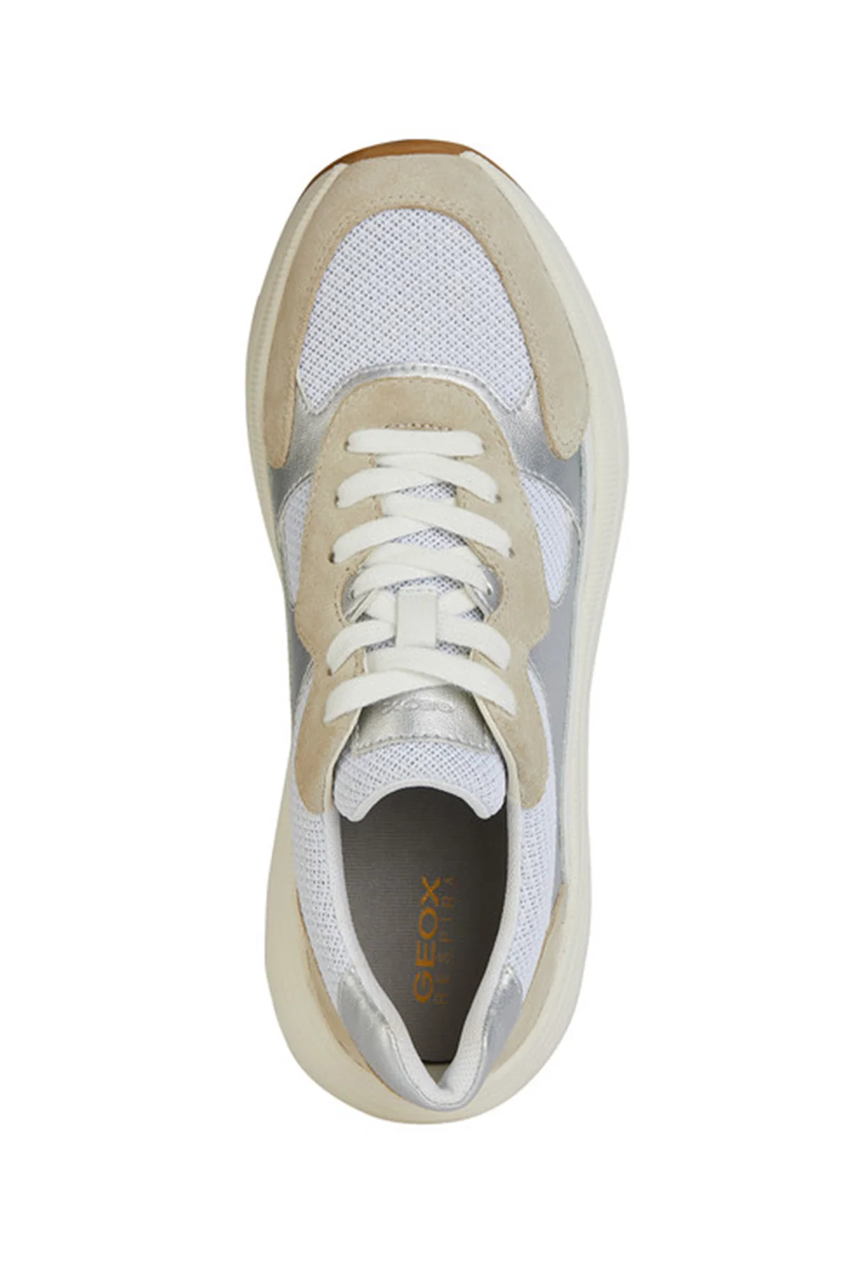 Geox Kadın Beyaz Bağcıklı Kalın Tabanlı Deri Sneaker - Image 5