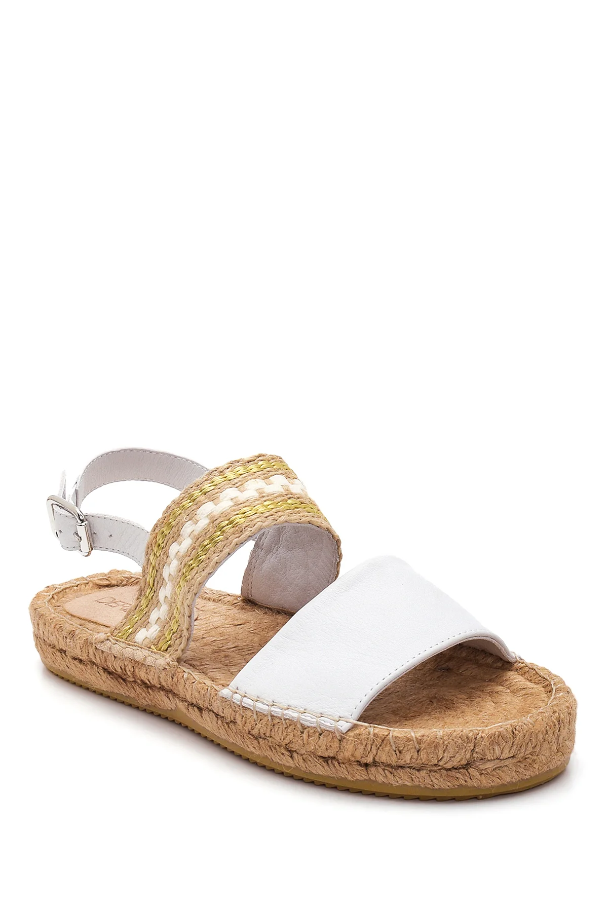 Kadın Beyaz Deri Hasır Taban Espadril Sandalet - Image 3