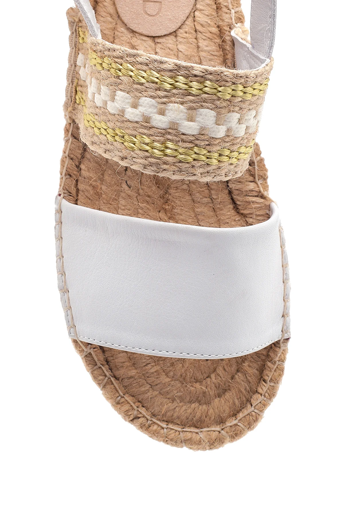 Kadın Beyaz Deri Hasır Taban Espadril Sandalet - Image 5