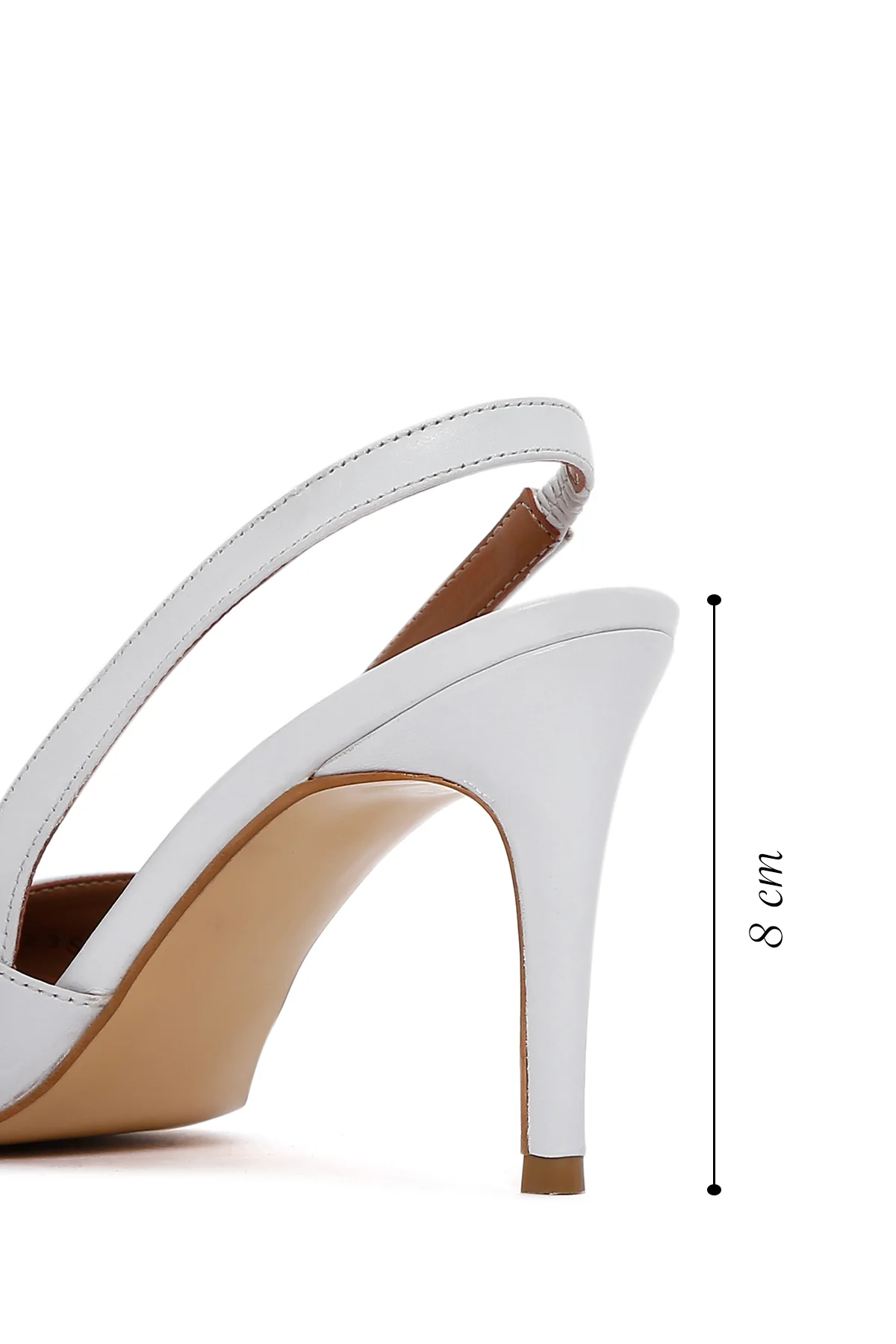 Kadın Beyaz Deri İnce Topuklu Arkası Açık Stiletto - Image 2