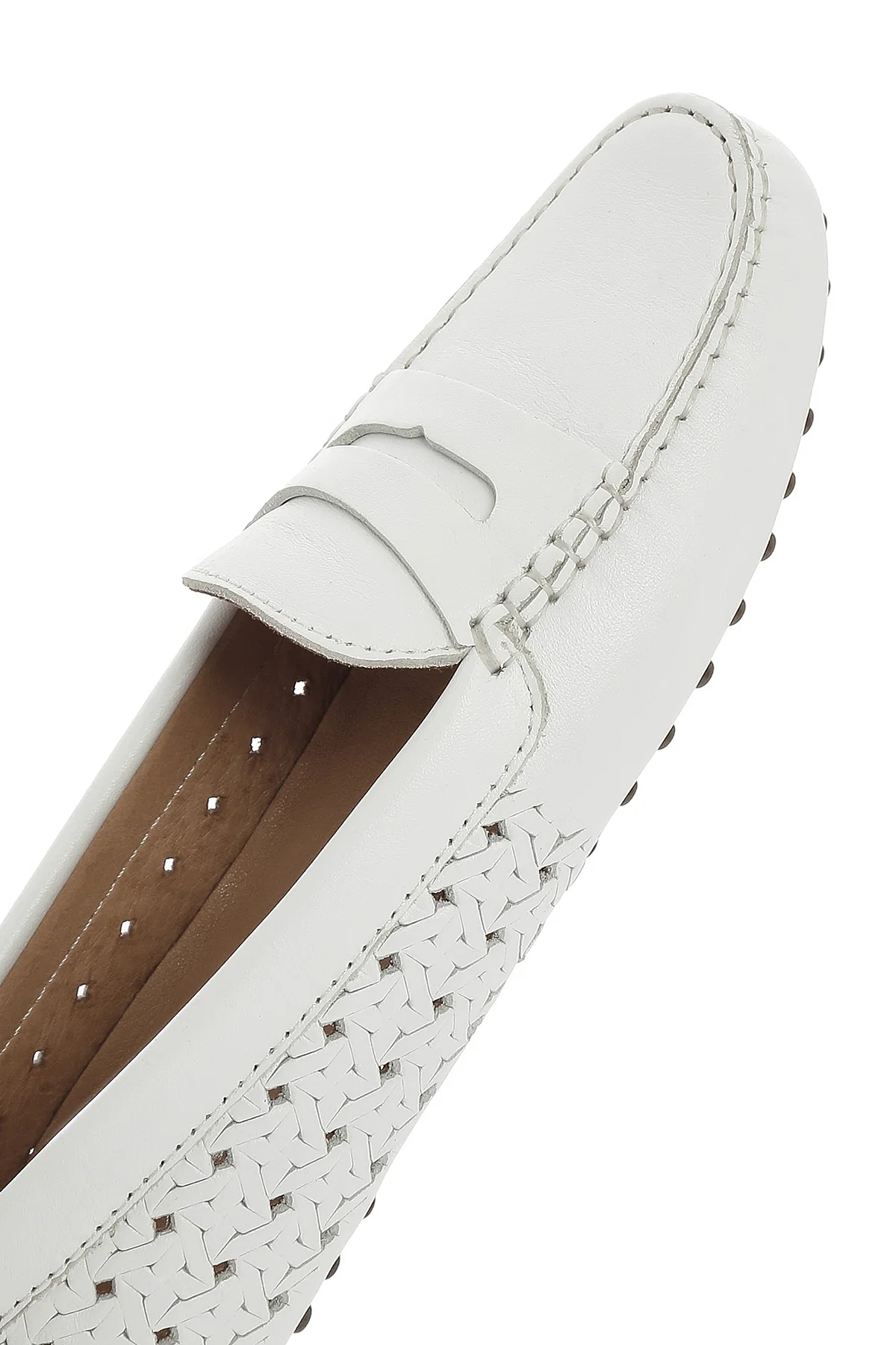 Kadın Beyaz Deri Loafer - Image 10