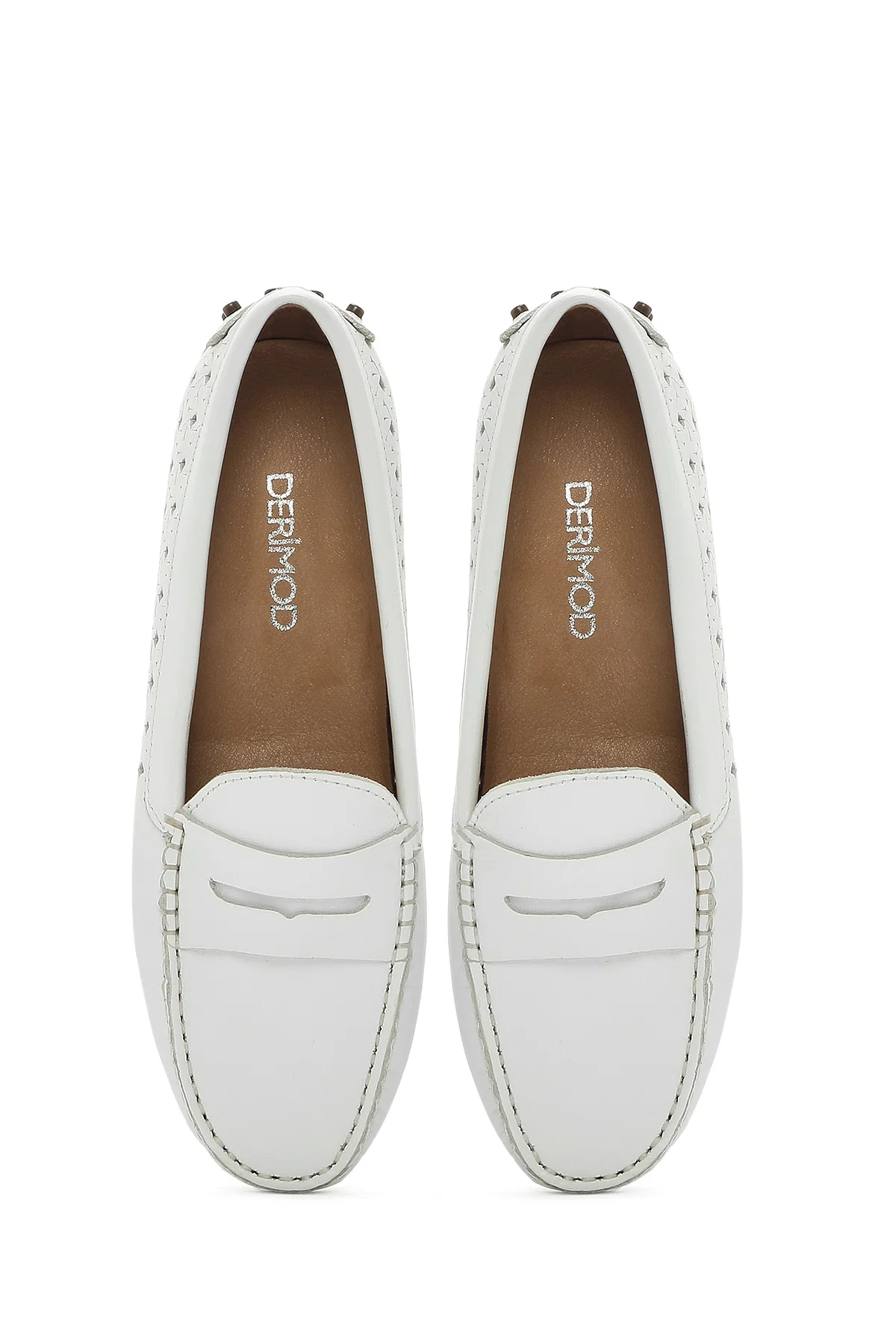Kadın Beyaz Deri Loafer - Image 7