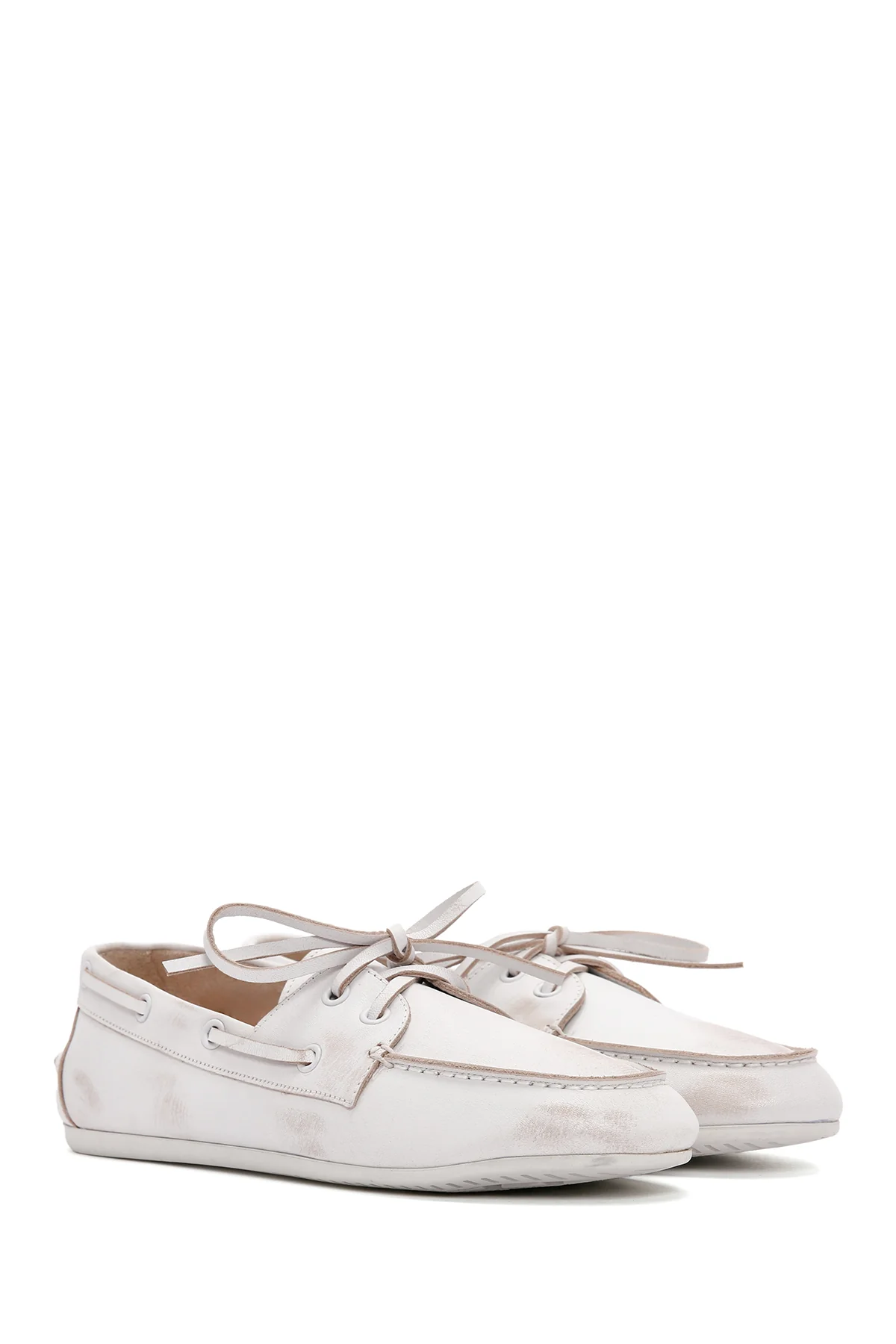Kadın Beyaz Deri Maskülen Loafer - Image 2