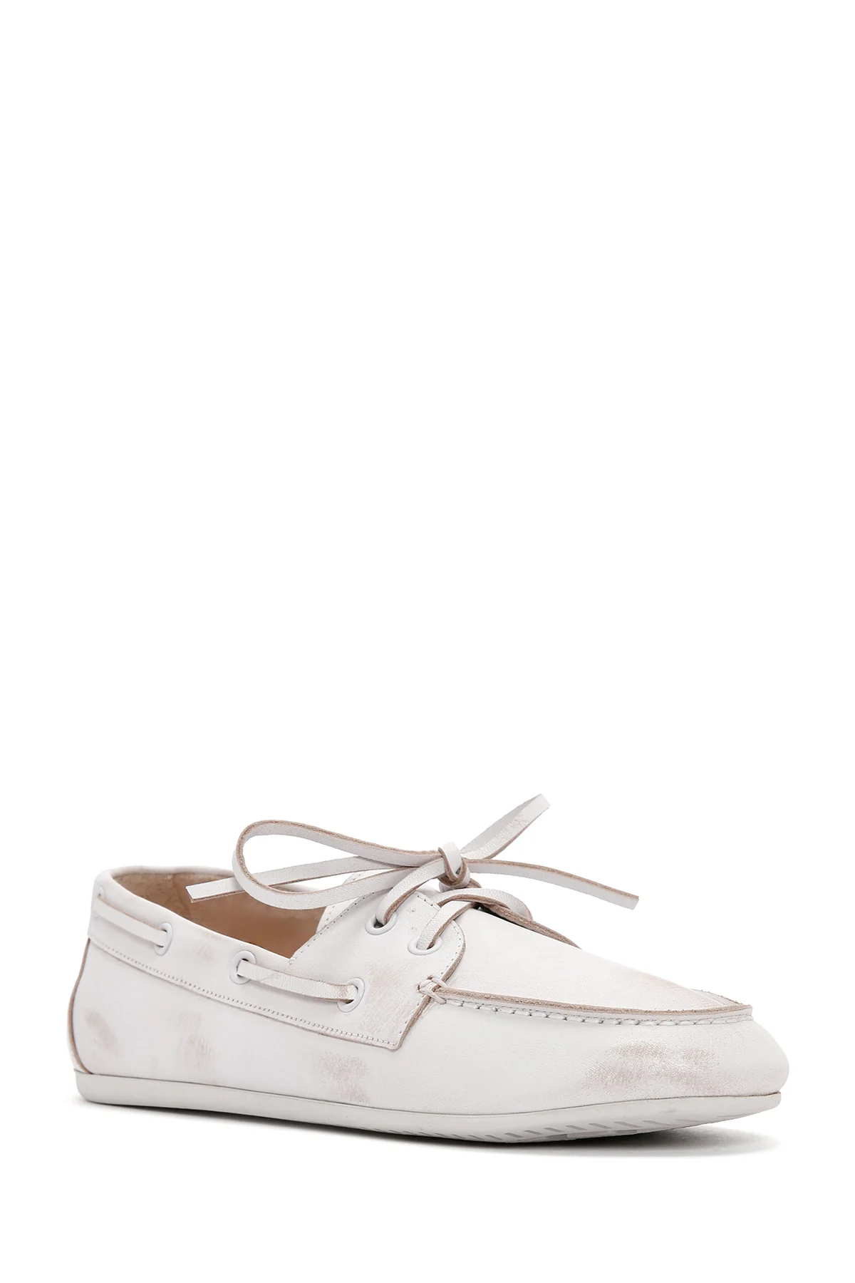 Kadın Beyaz Deri Maskülen Loafer - Image 5