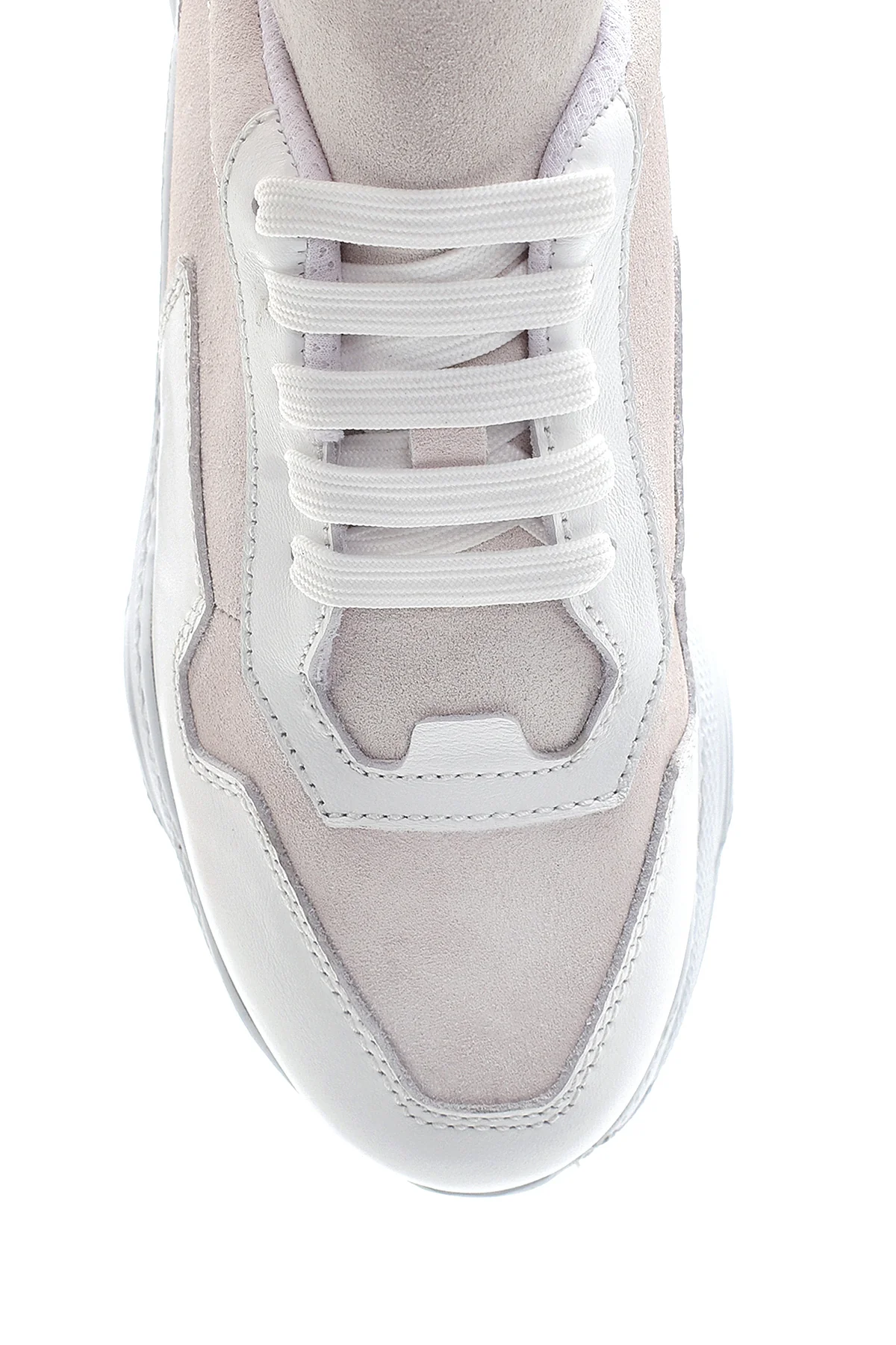 Kadın Beyaz Deri Yüksek Taban Sneaker - Image 5
