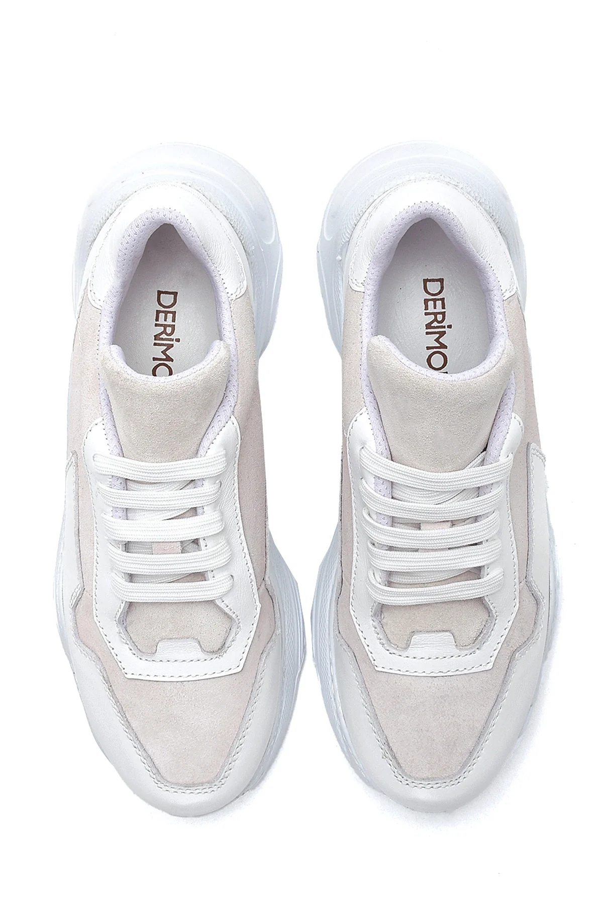 Kadın Beyaz Deri Yüksek Taban Sneaker - Image 6