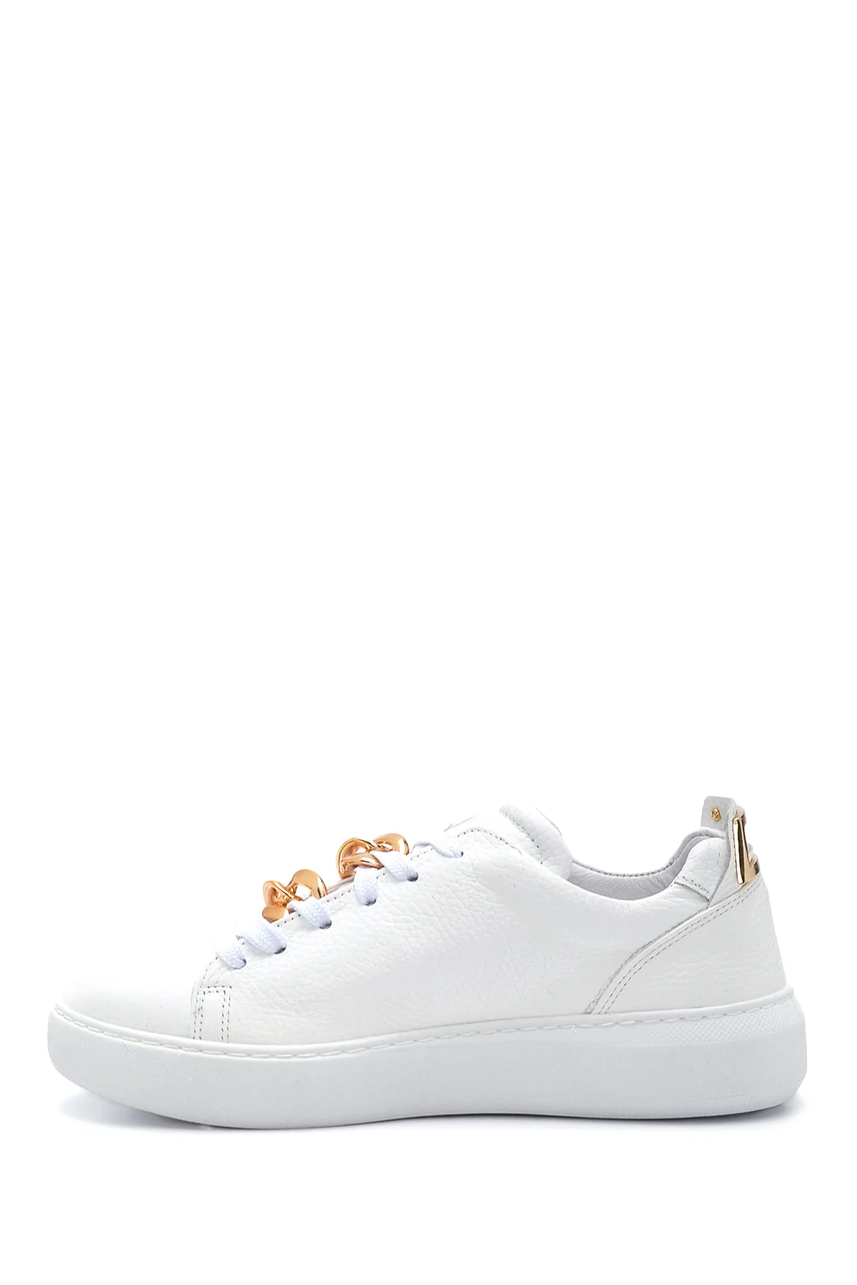 Kadın Beyaz Deri Zincirli Sneaker - Image 2