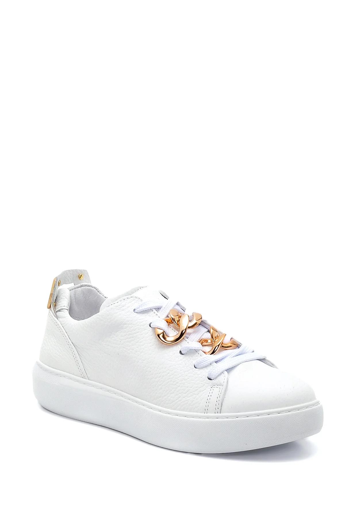 Kadın Beyaz Deri Zincirli Sneaker - Image 3