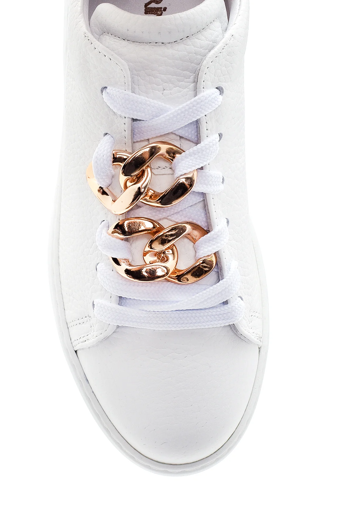 Kadın Beyaz Deri Zincirli Sneaker - Image 6