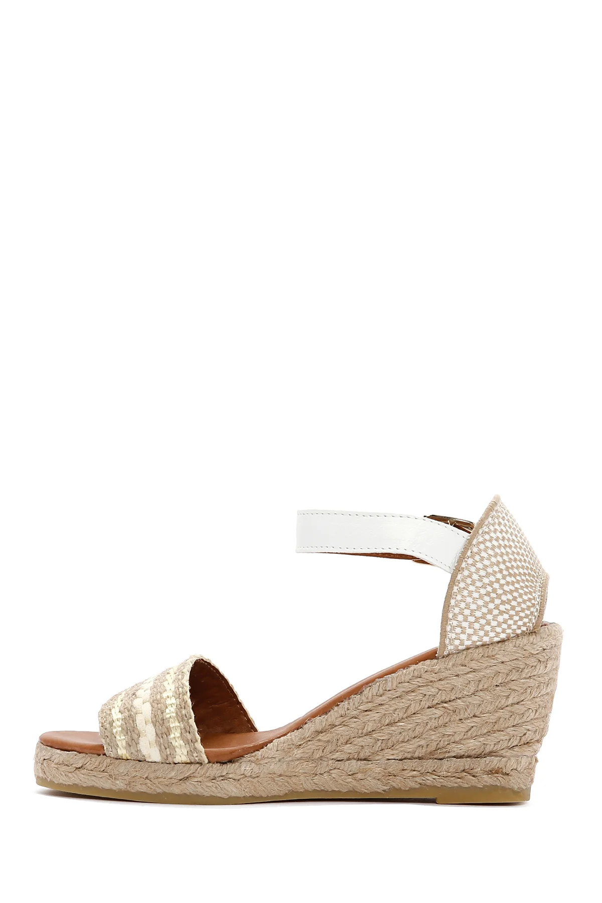 Kadın Beyaz Dolgu Topuk Espadril Sandalet - Image 2
