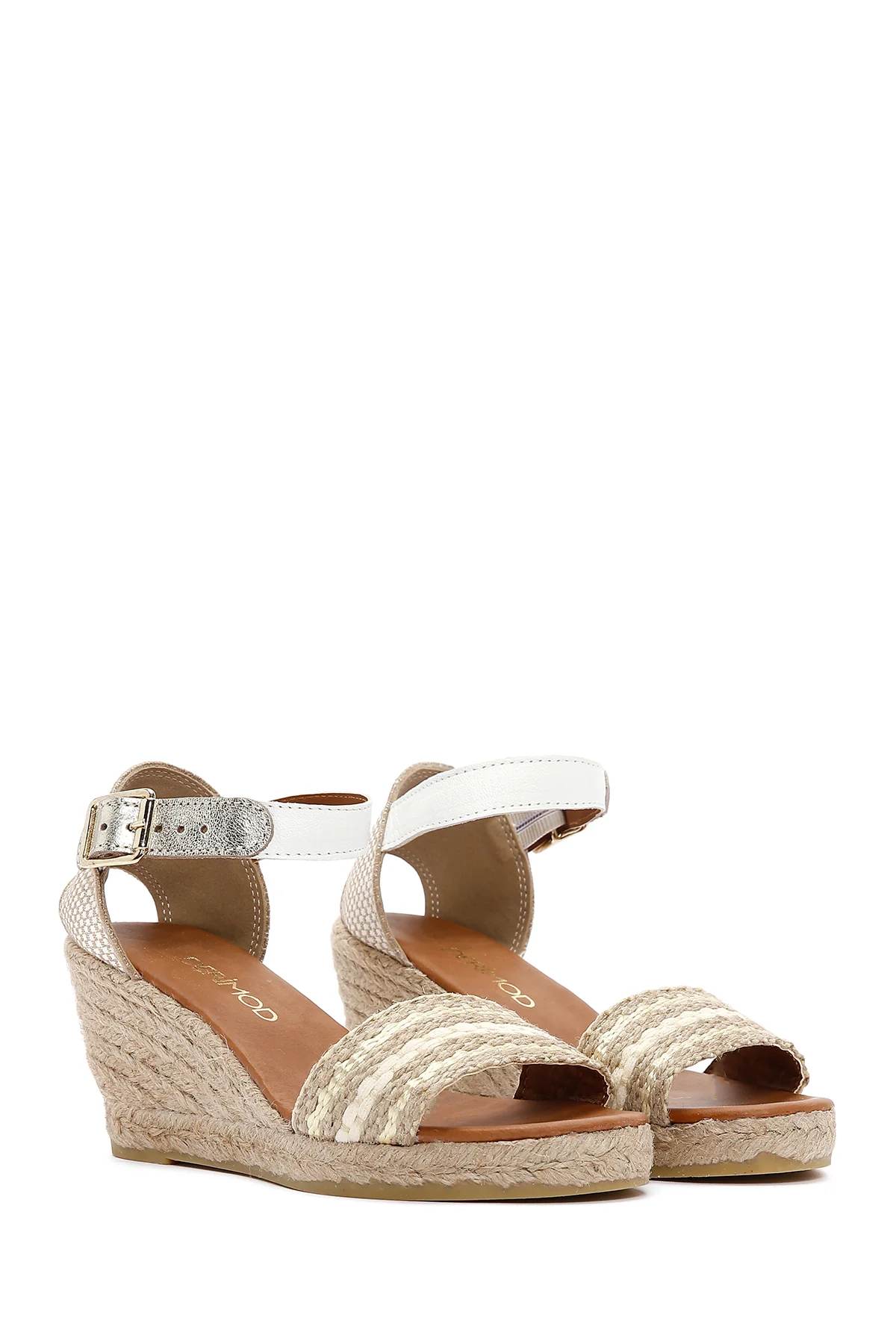 Kadın Beyaz Dolgu Topuk Espadril Sandalet - Image 3