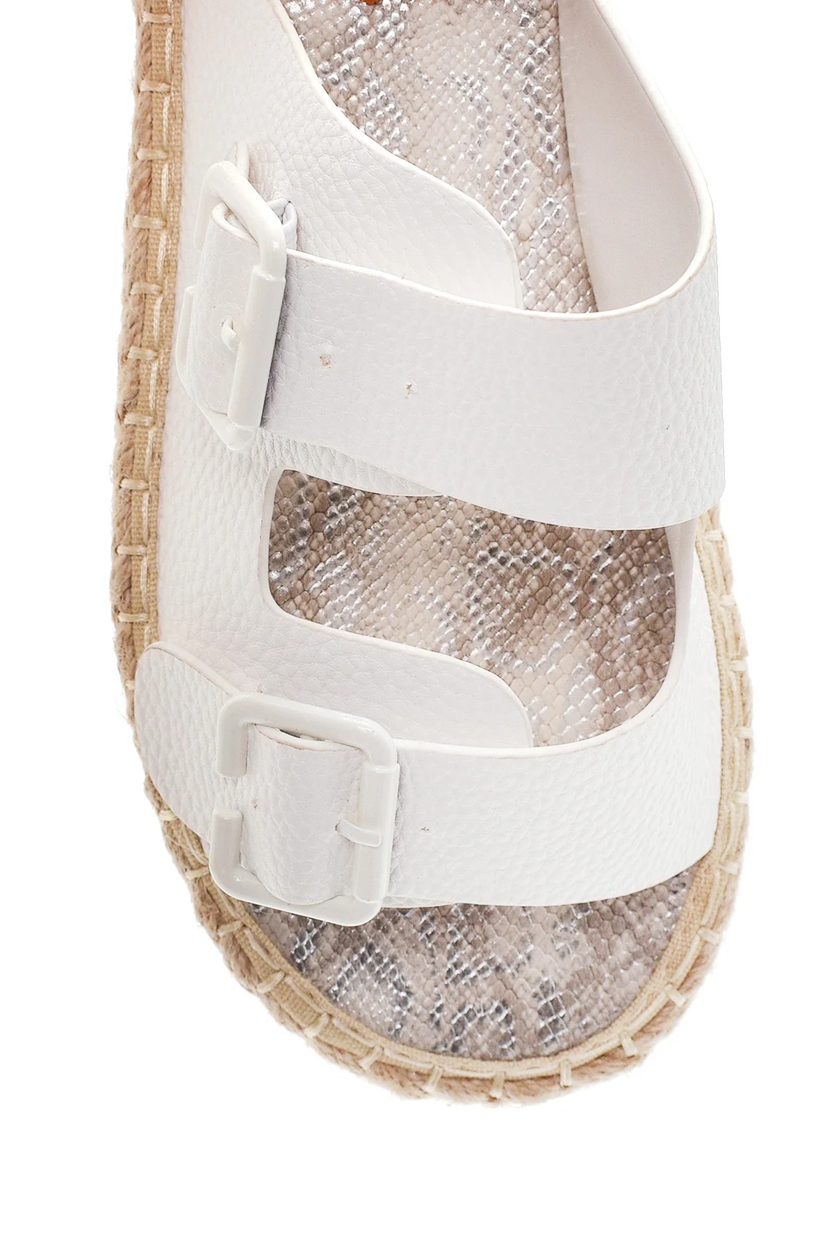 Kadın Beyaz Hasır Espadril Terlik - Image 5