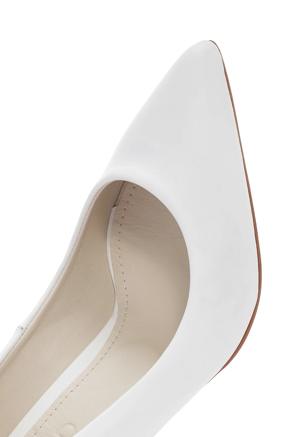 Kadın Beyaz İnce Topuklu Deri Stiletto - Image 10