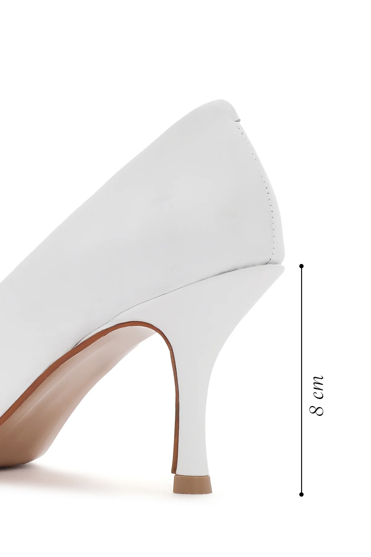Kadın Beyaz İnce Topuklu Deri Stiletto - Image 2